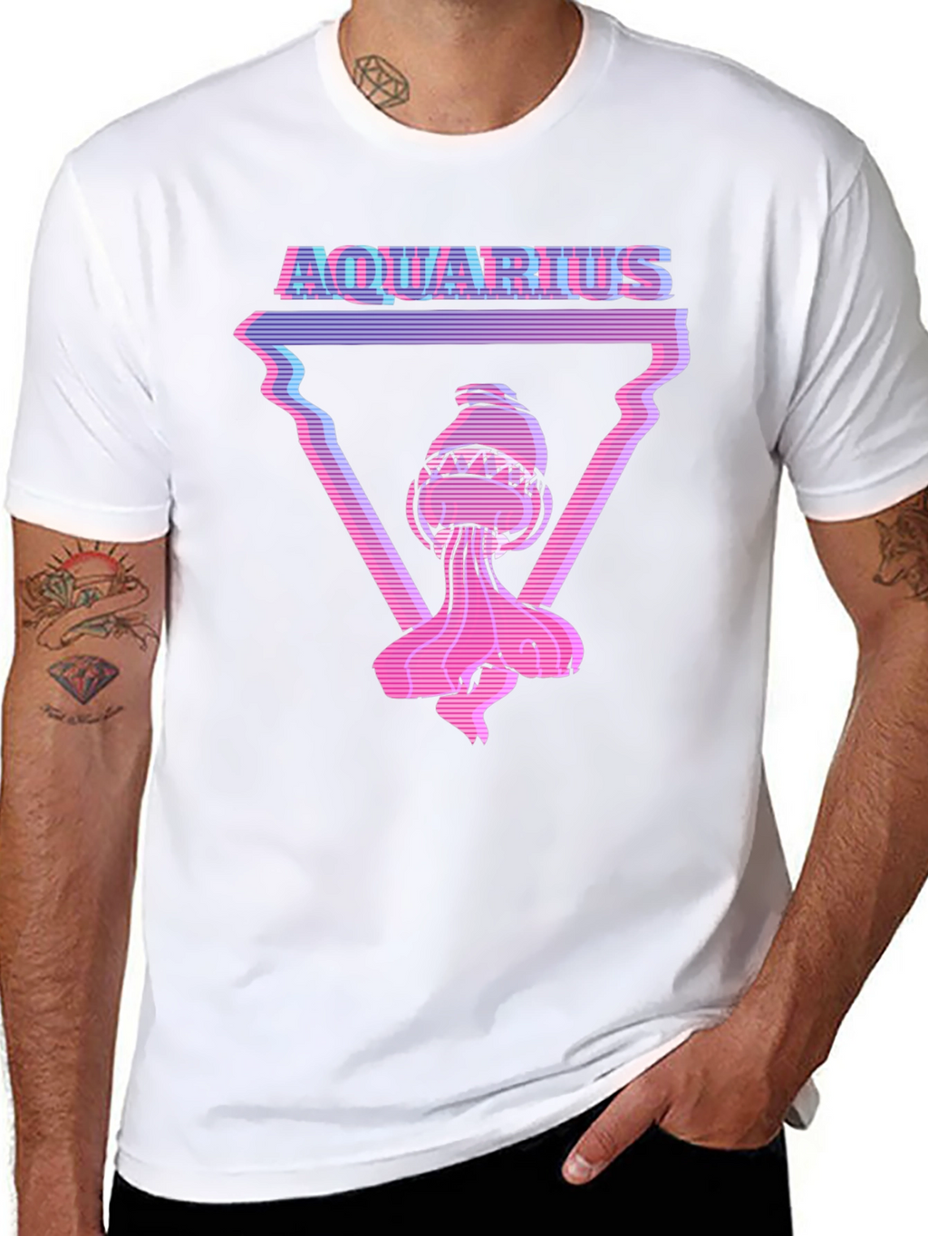 Aquarius Graphic Tee - Retro Vaporwave Style