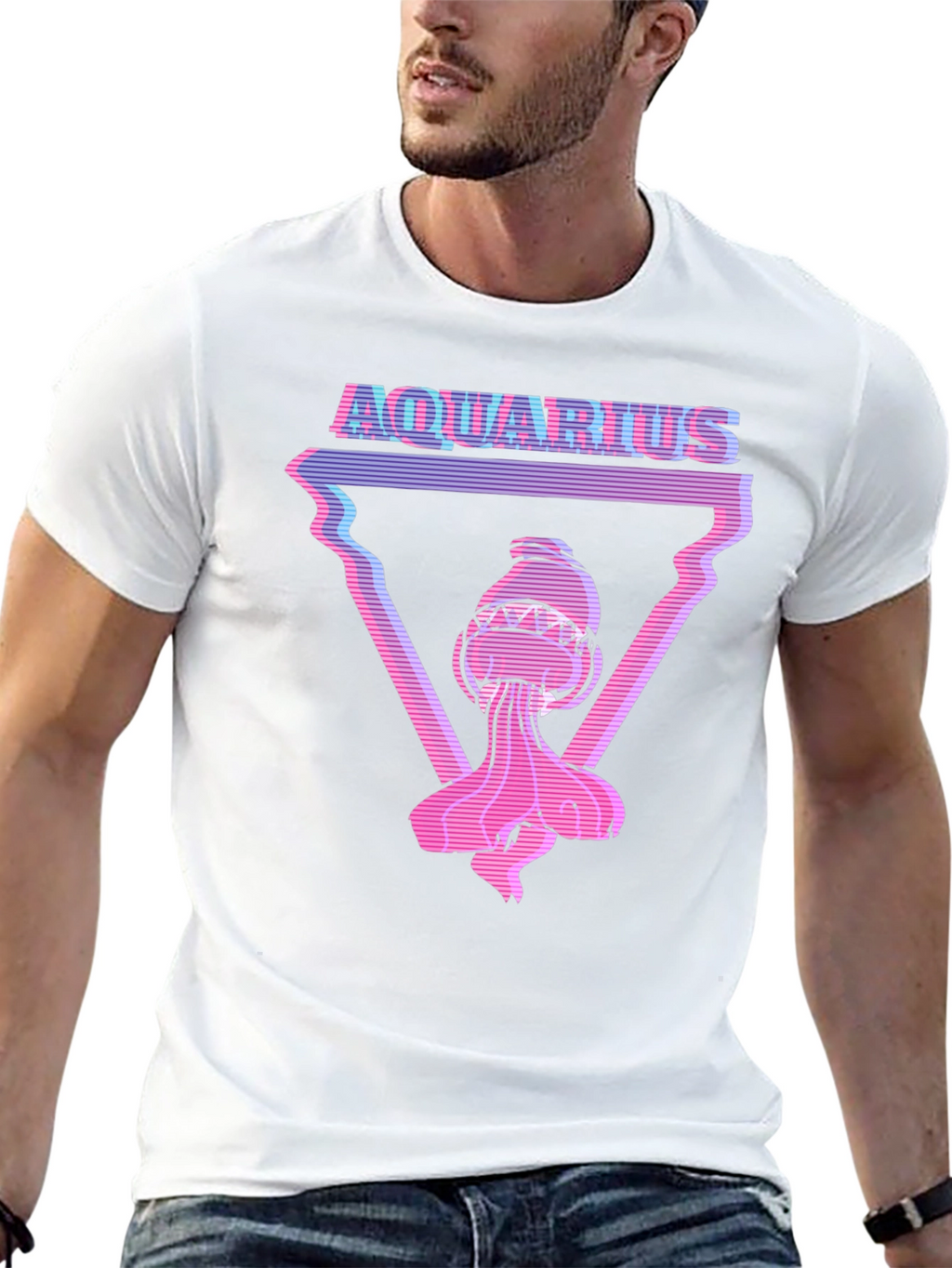 Aquarius Graphic Tee - Retro Vaporwave Style