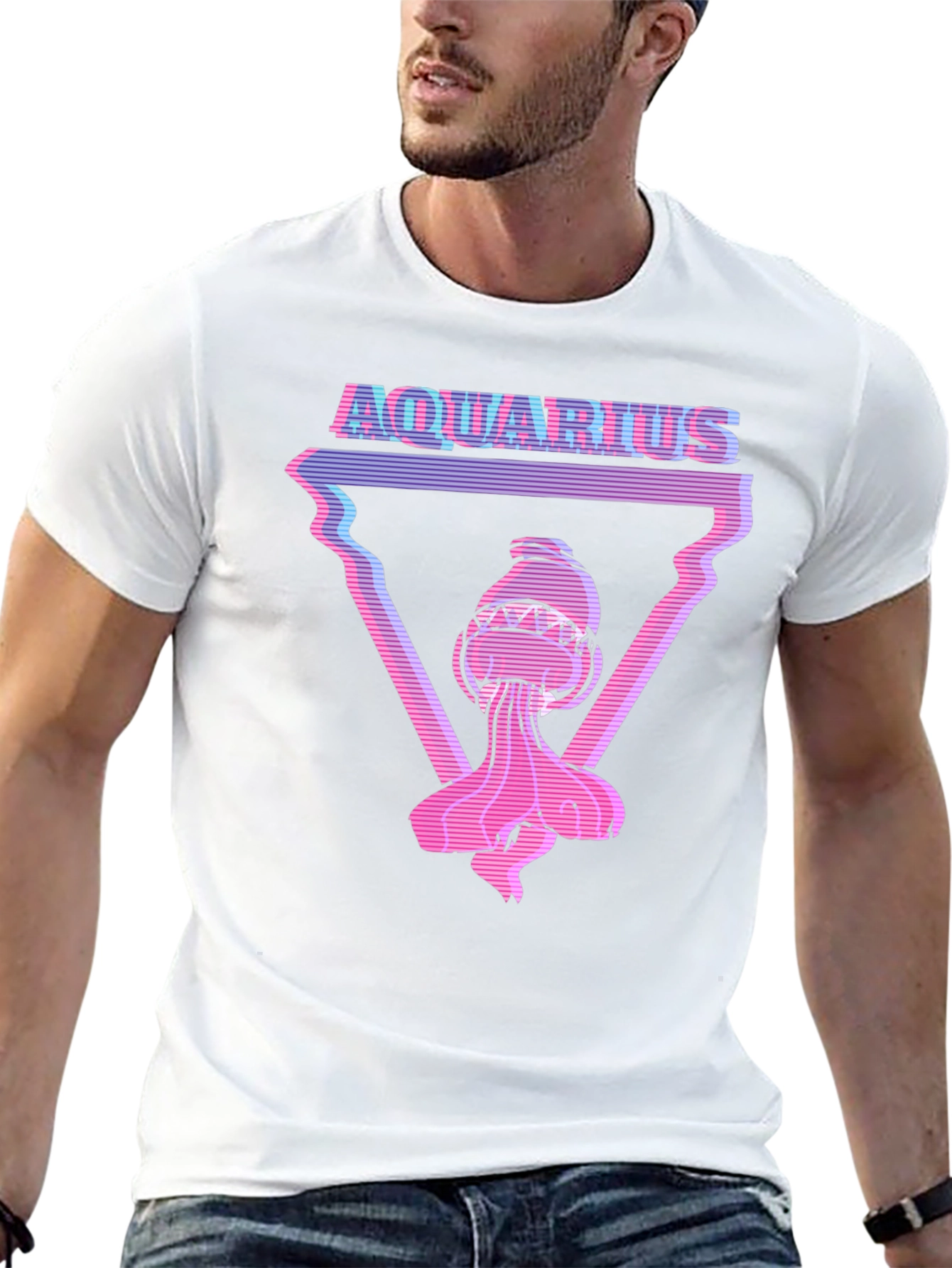 Aquarius Graphic Tee - Retro Vaporwave Style