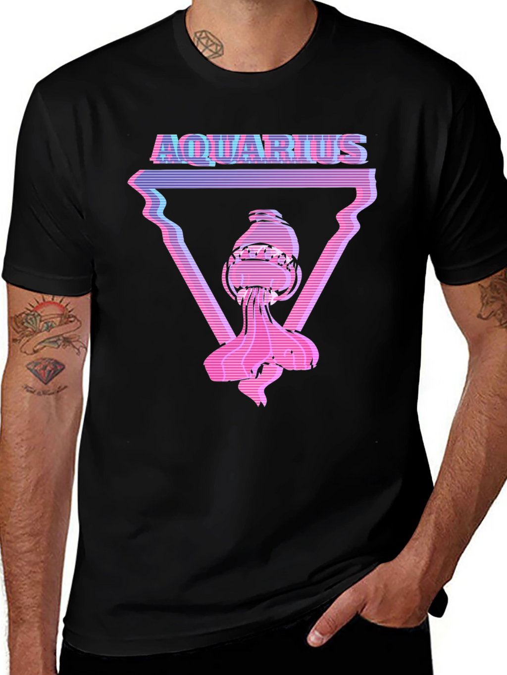 Aquarius Graphic Tee - Retro Vaporwave Style