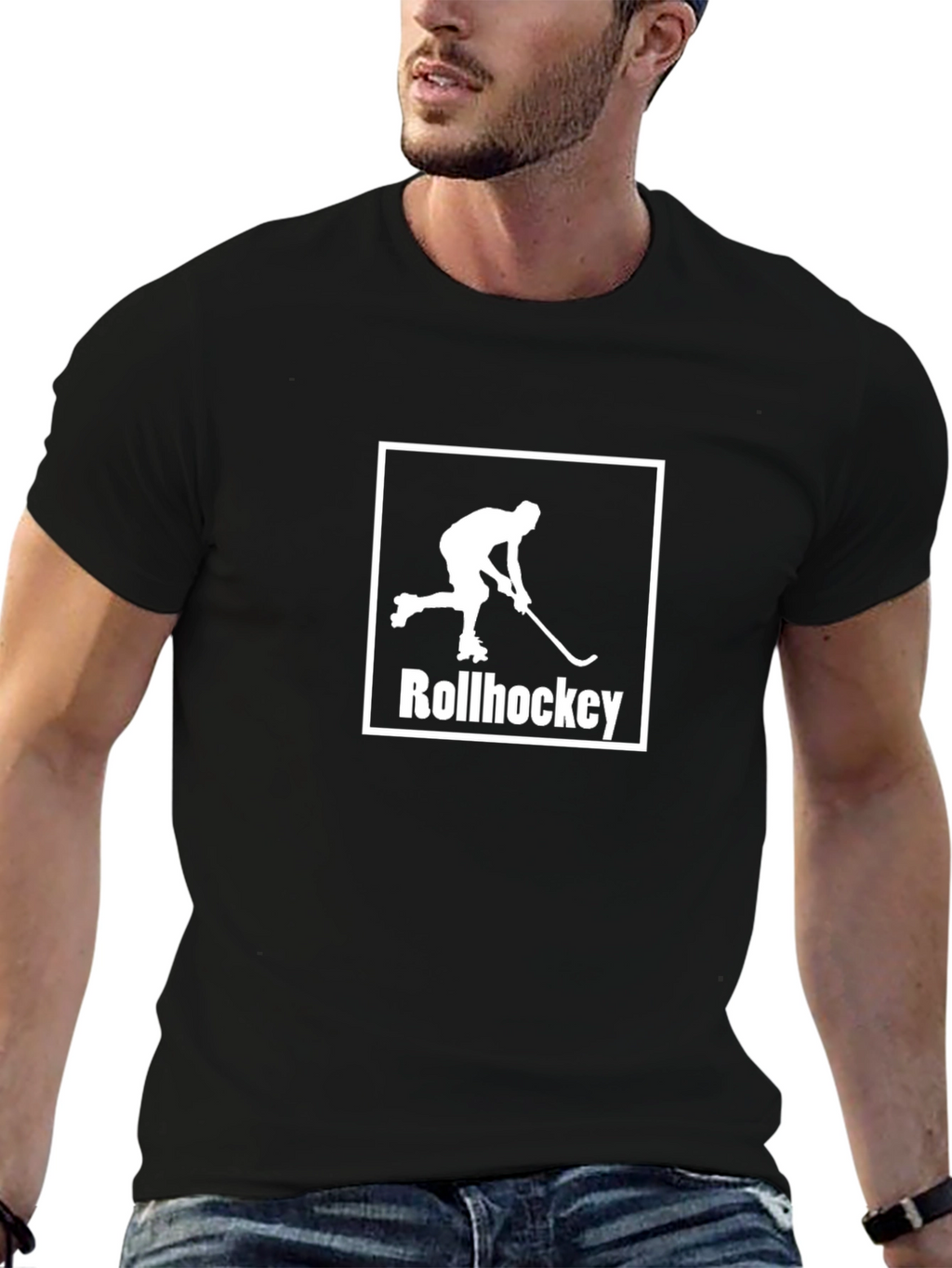 Rollhockey Graphic T-Shirt - Sporty Black Tee