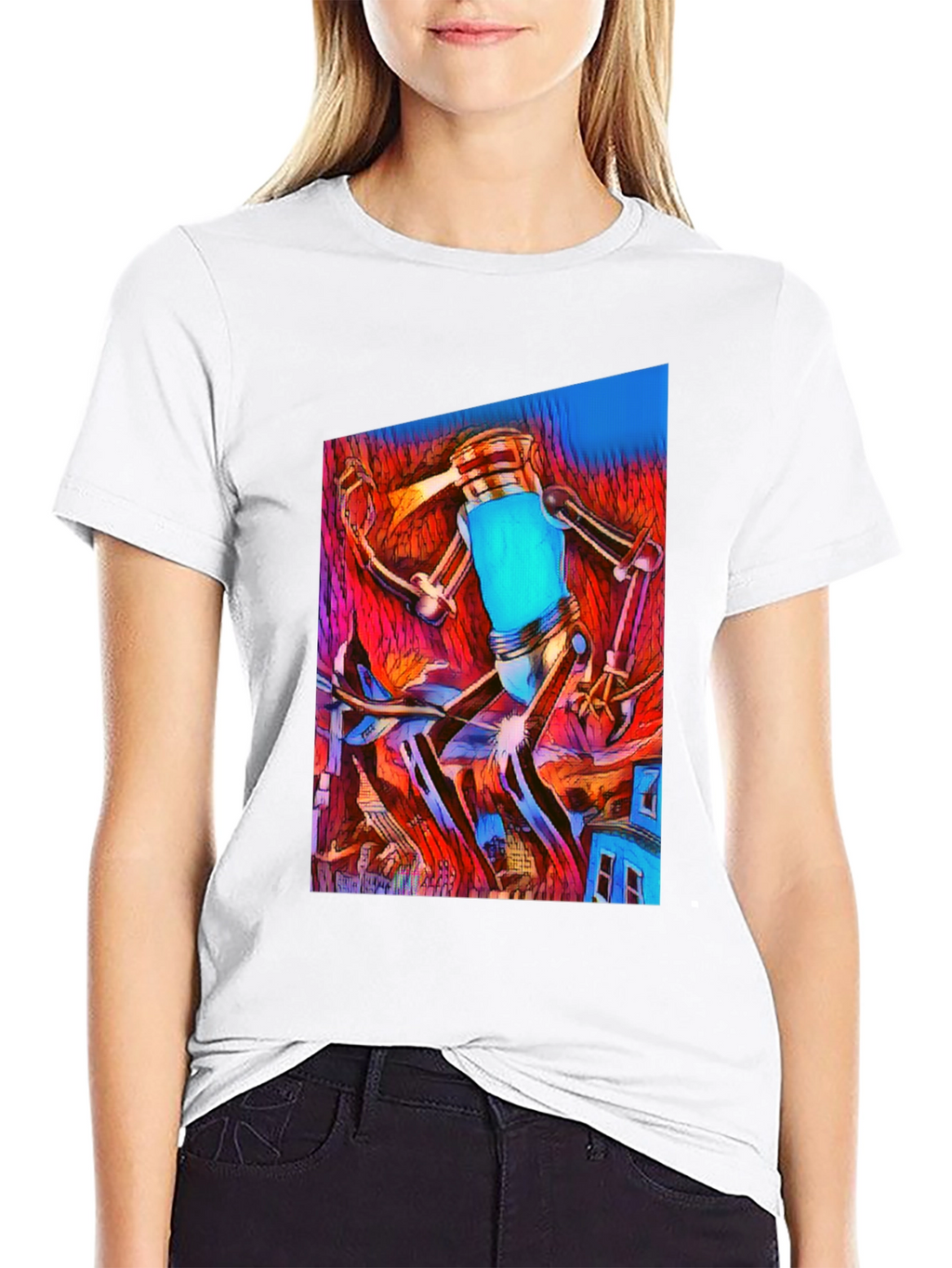 Abstract Robot T-Shirt - Mens Black Graphic Tee