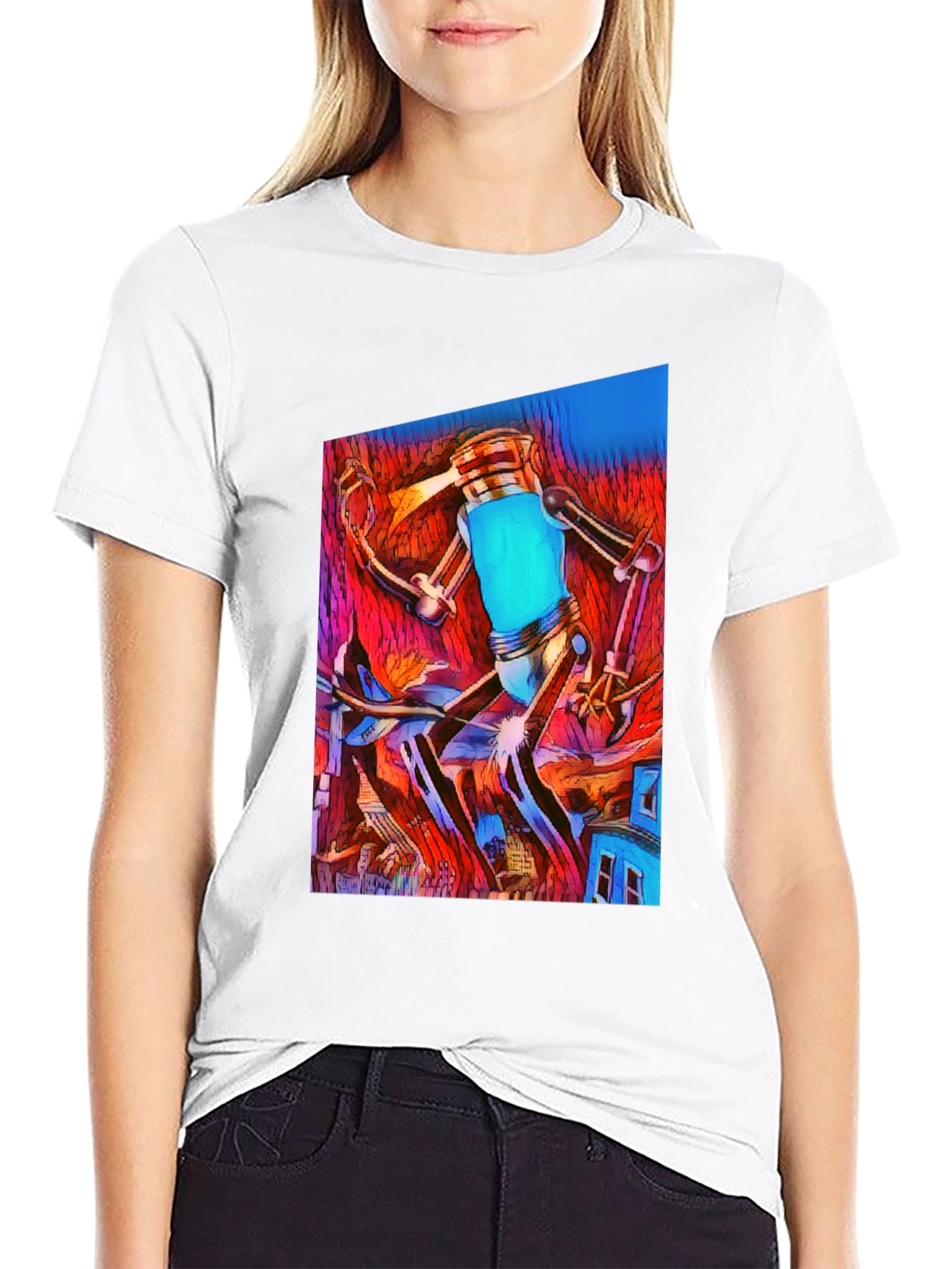 Abstract Robot T-Shirt - Mens Black Graphic Tee