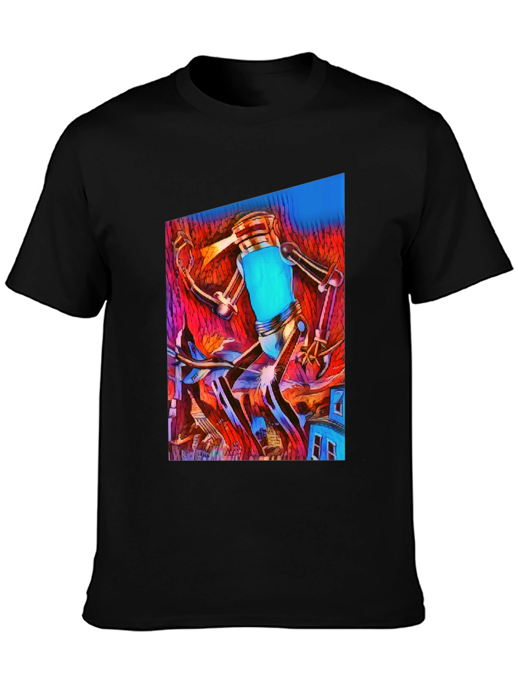 Abstract Robot T-Shirt - Mens Black Graphic Tee