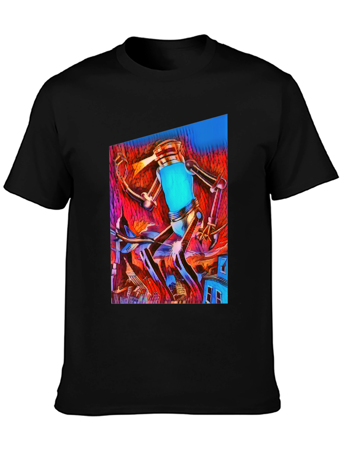 Abstract Robot T-Shirt - Mens Black Graphic Tee