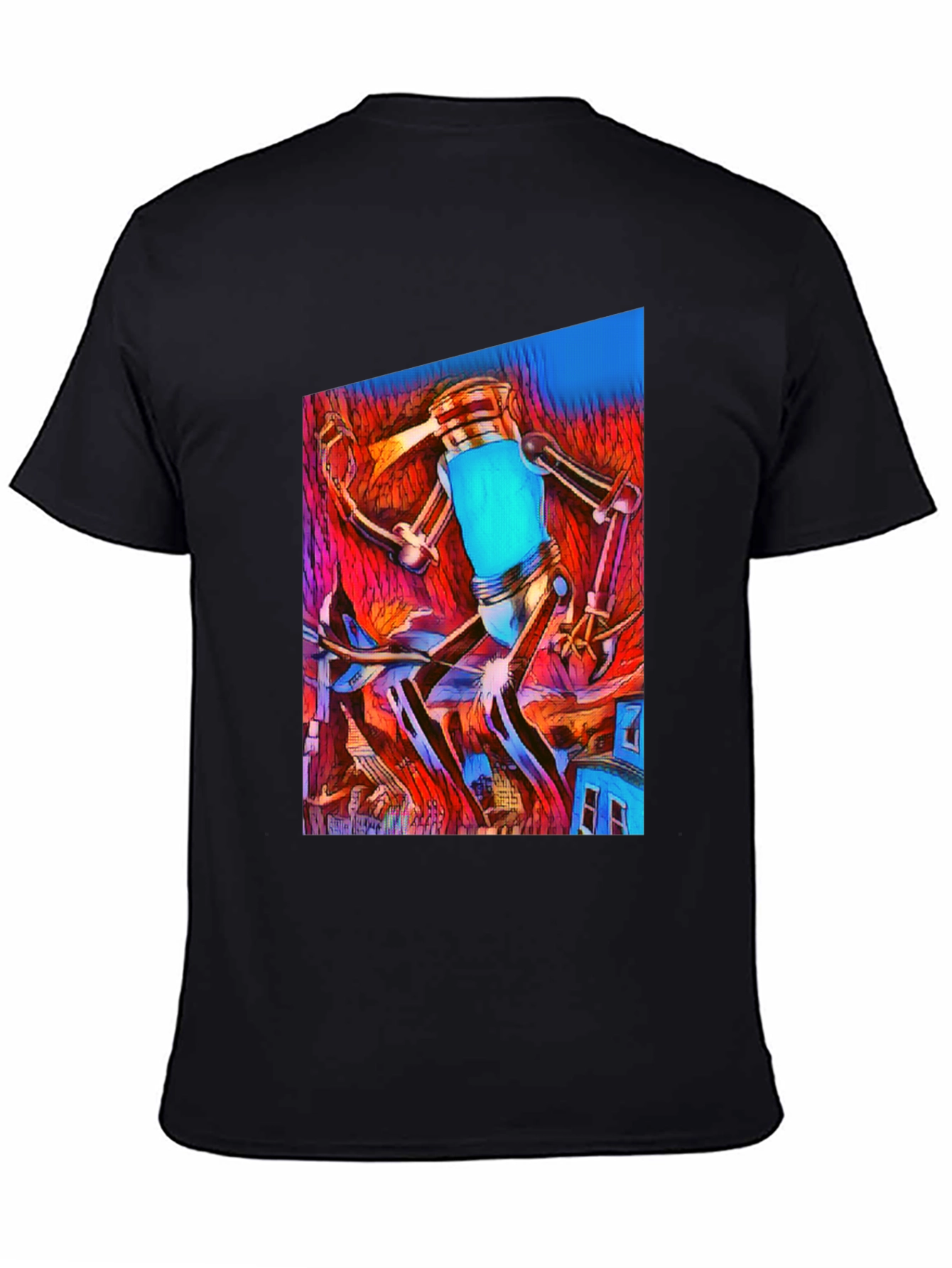 Abstract Robot T-Shirt - Mens Black Graphic Tee