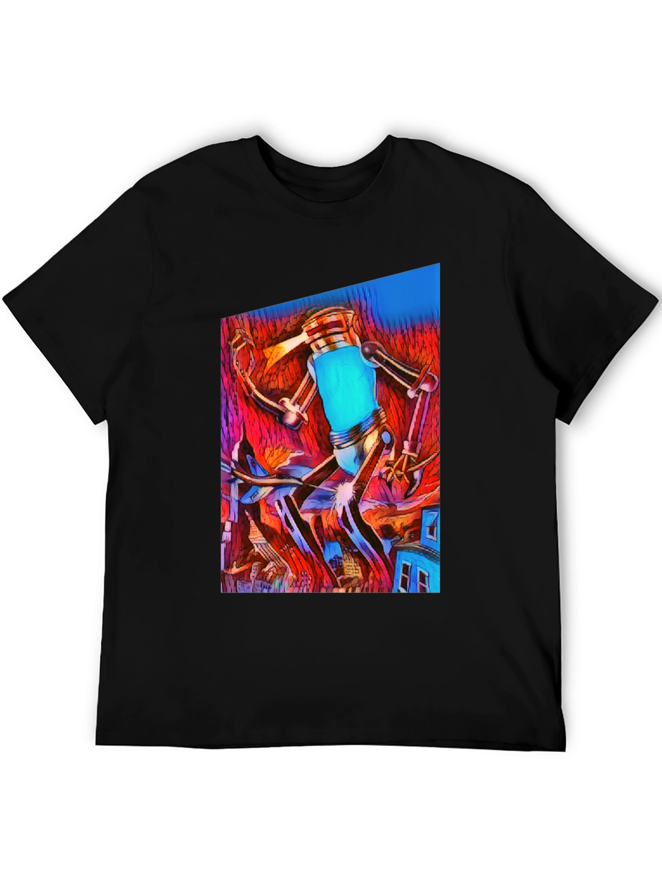 Abstract Robot T-Shirt - Mens Black Graphic Tee