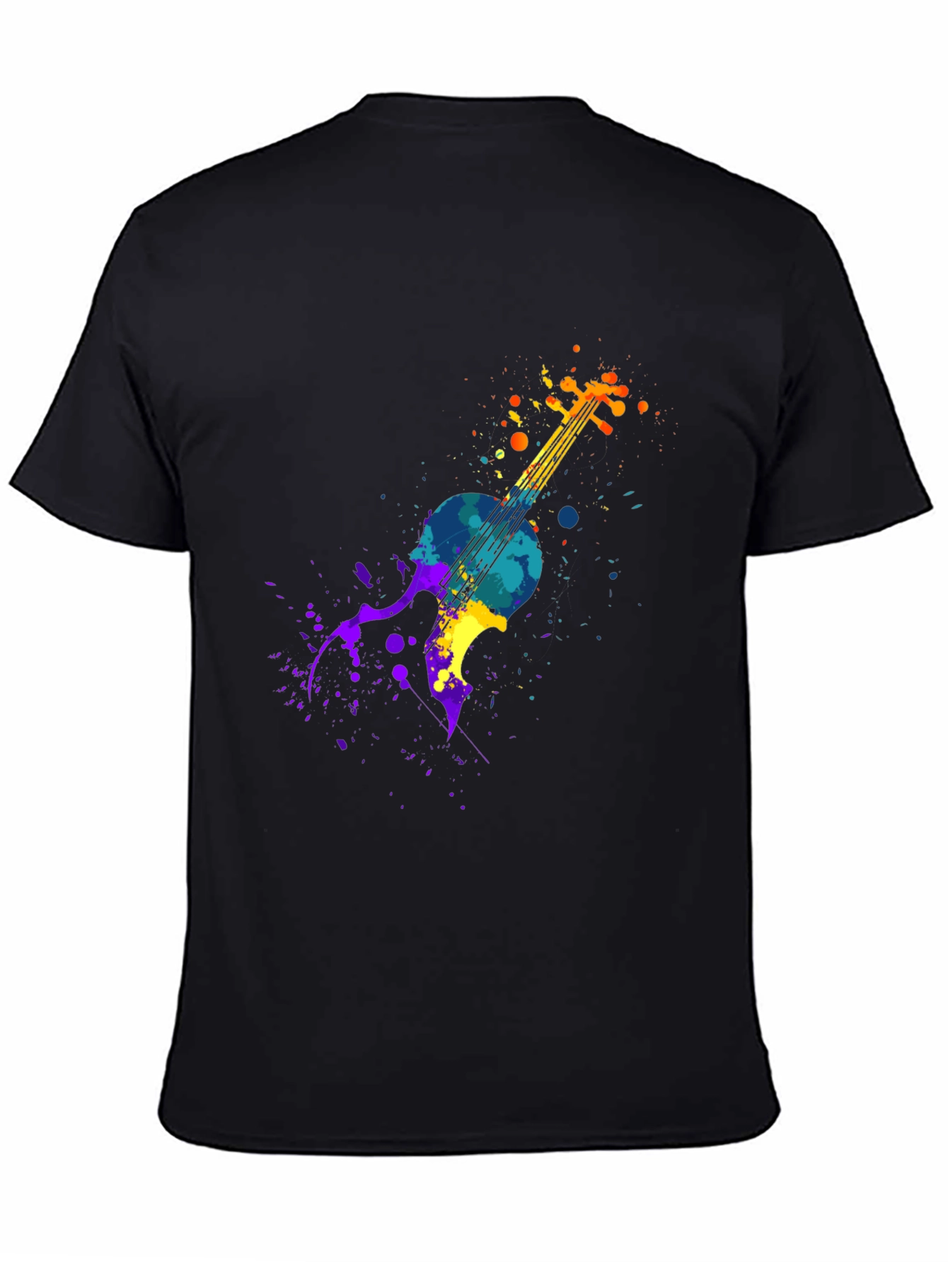 Colorful Violin Splatter Graphic T-Shirt