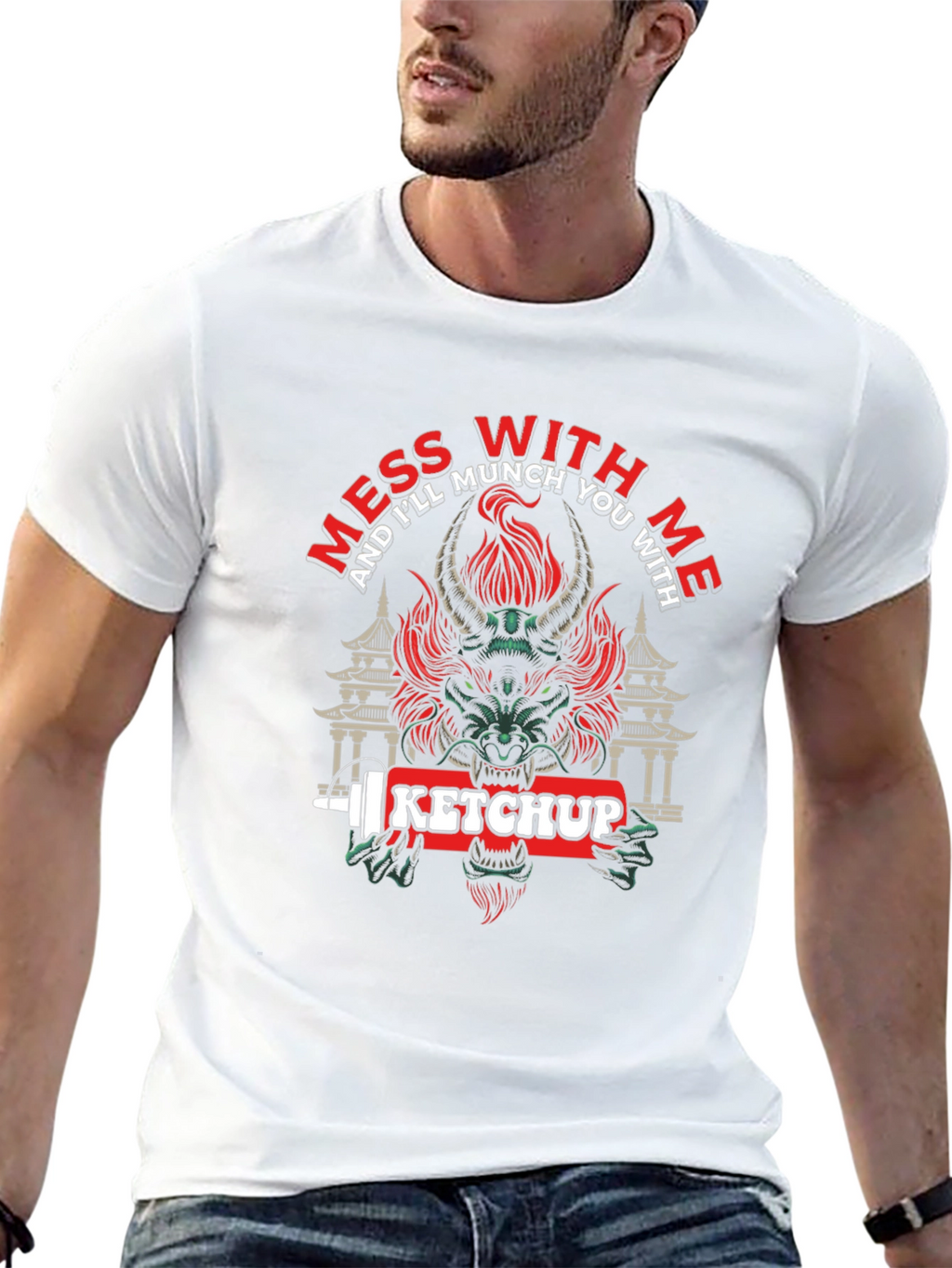 Mess With Me Ketchup Dragon Graphic T-Shirt