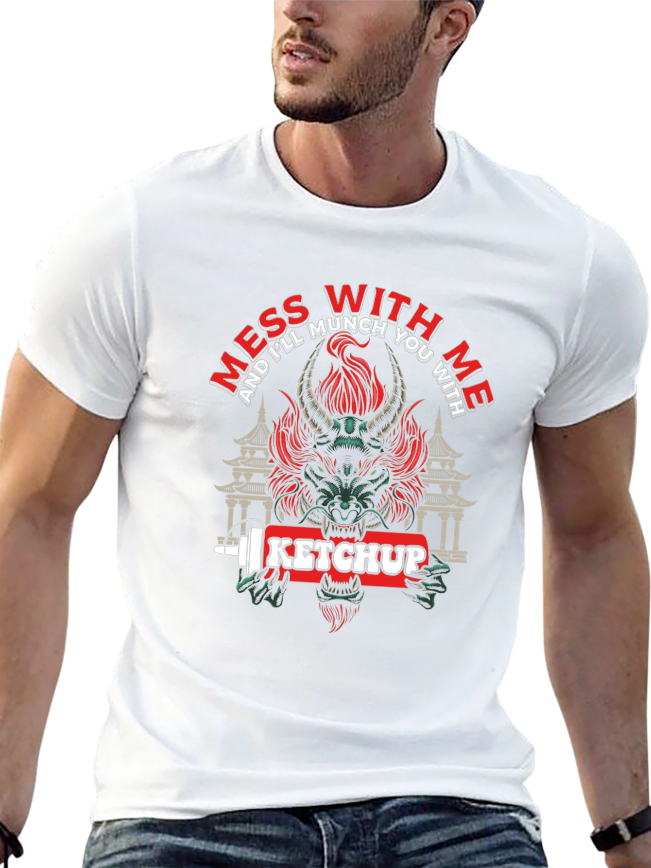 Mess With Me Ketchup Dragon Graphic T-Shirt