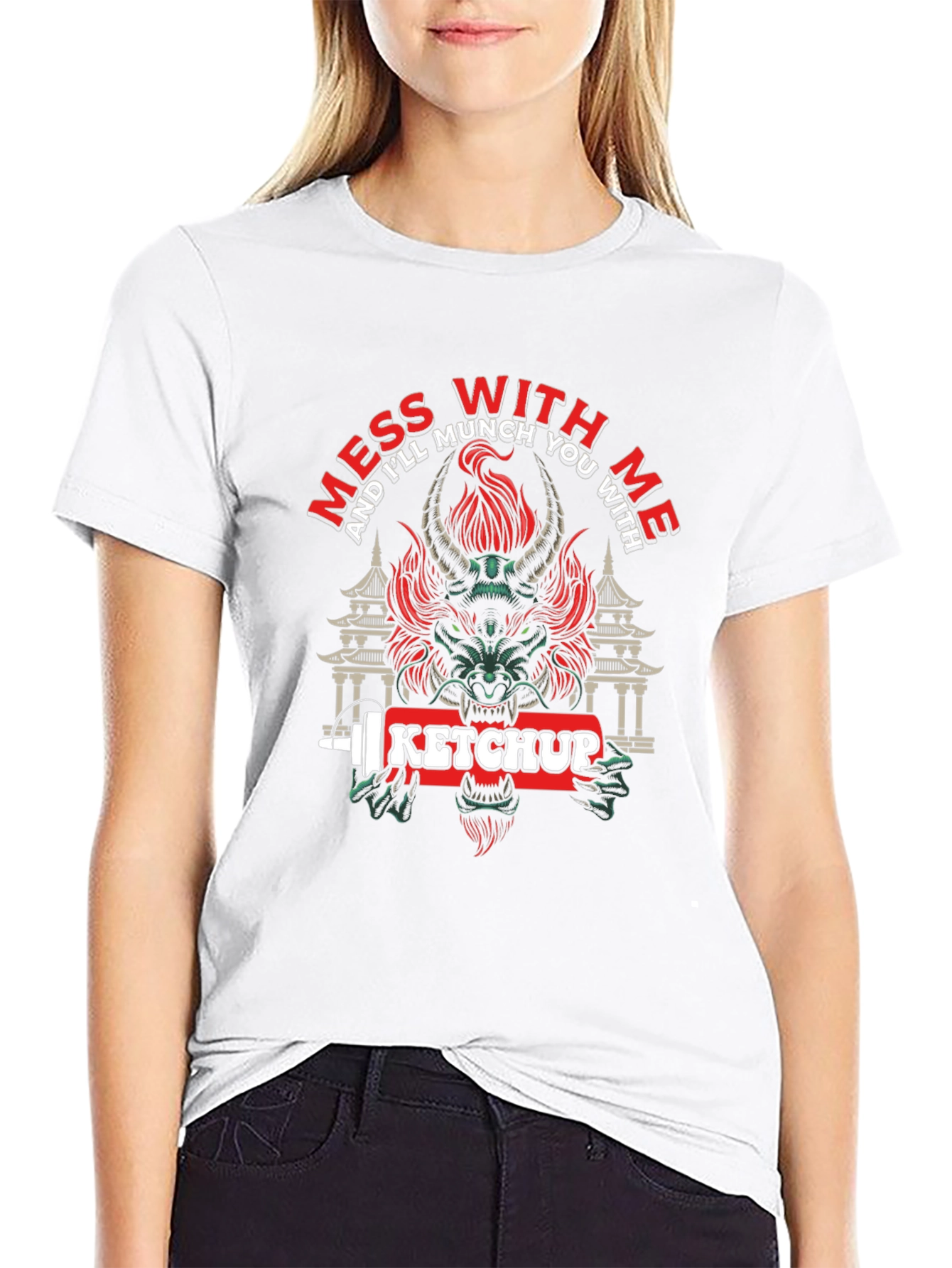 Mess With Me Ketchup Dragon Graphic T-Shirt
