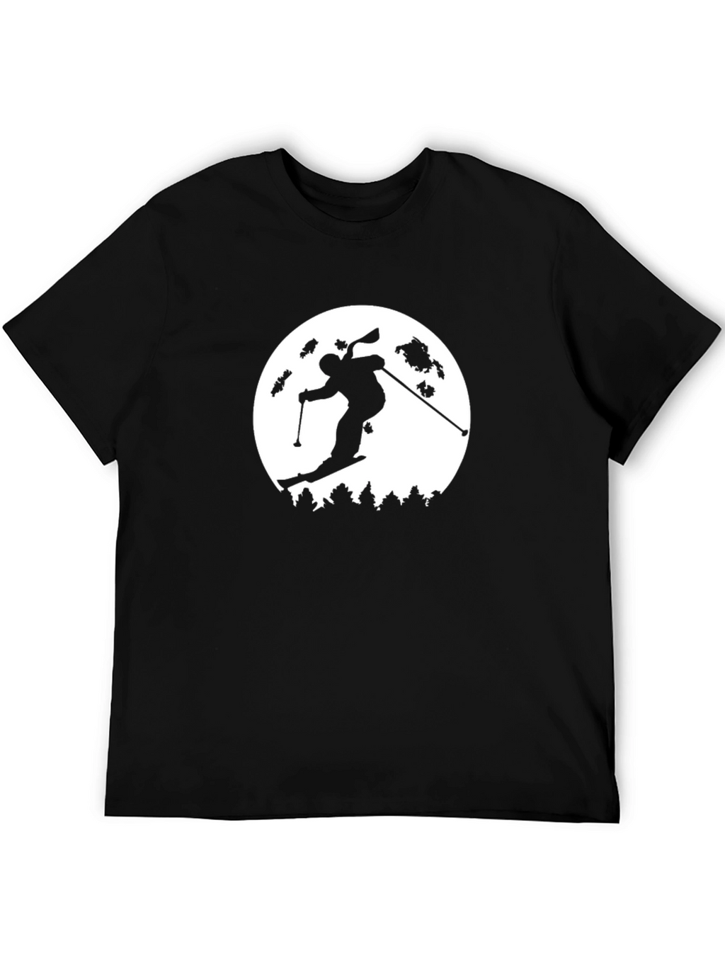 Skiing Silhouette Graphic T-Shirt - Black