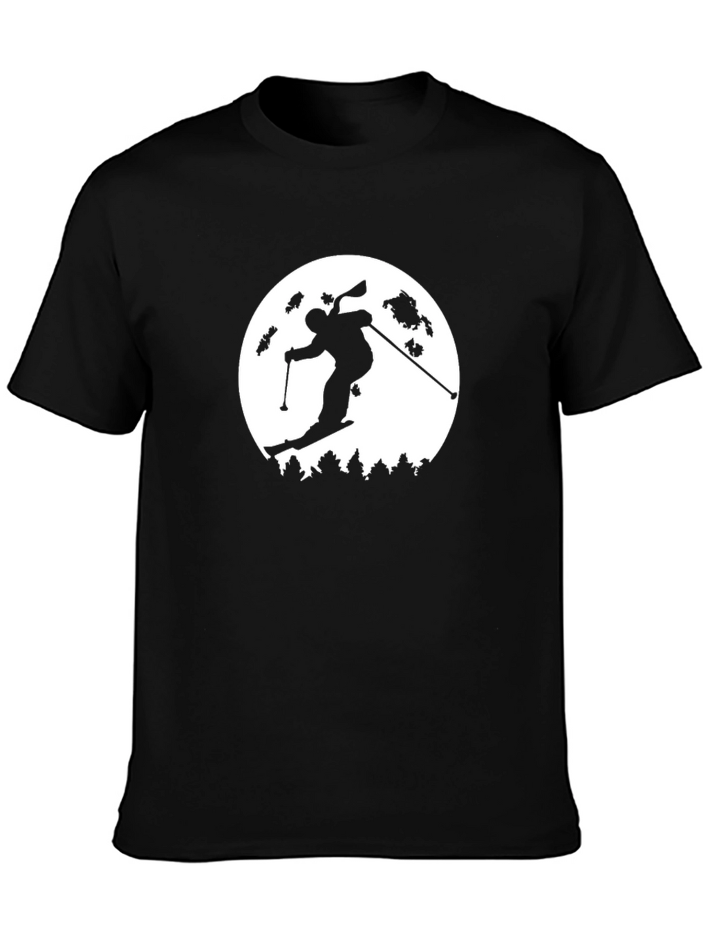 Skiing Silhouette Graphic T-Shirt - Black