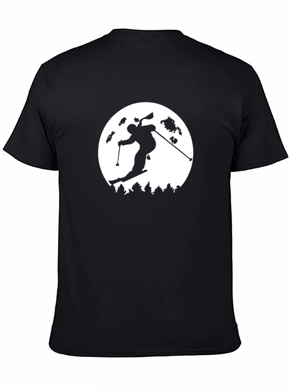 Skiing Silhouette Graphic T-Shirt - Black