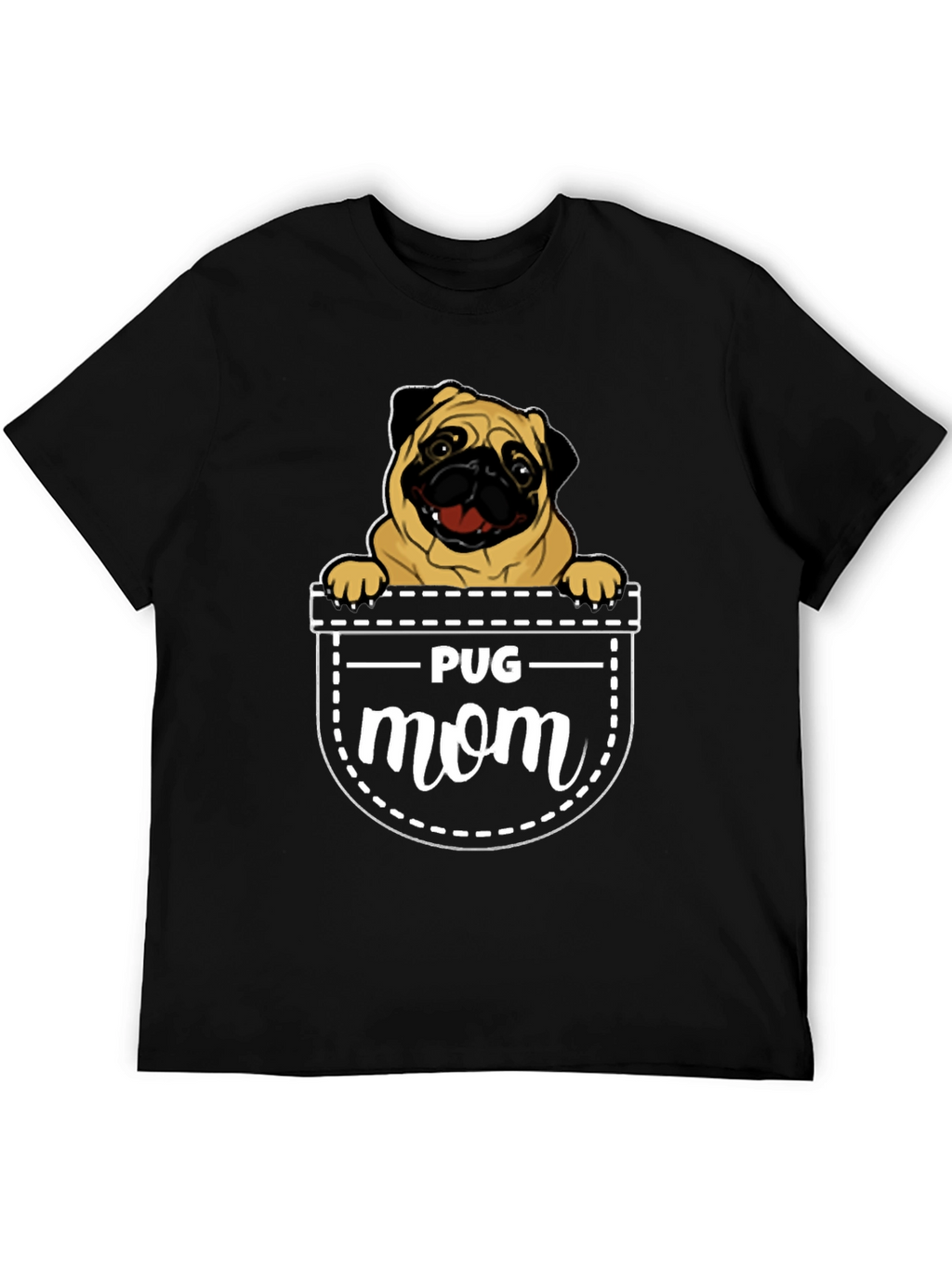 Pug Mom T-Shirt - Pocket Design