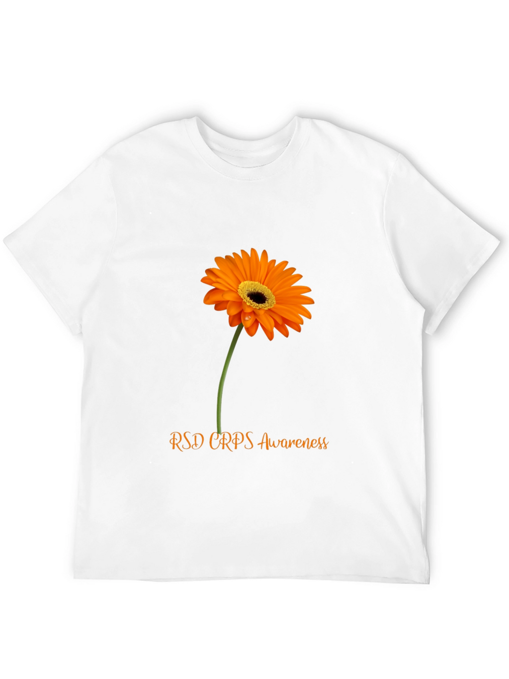 RSD CRPS Awareness T-Shirt with Orange Flower Design