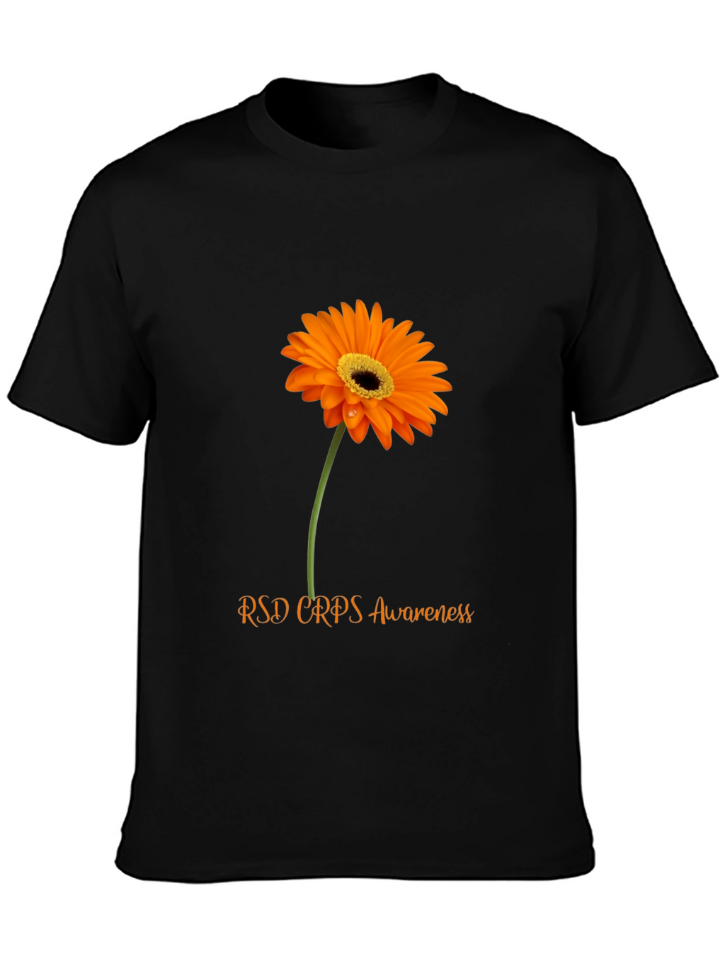RSD CRPS Awareness T-Shirt with Orange Flower Design