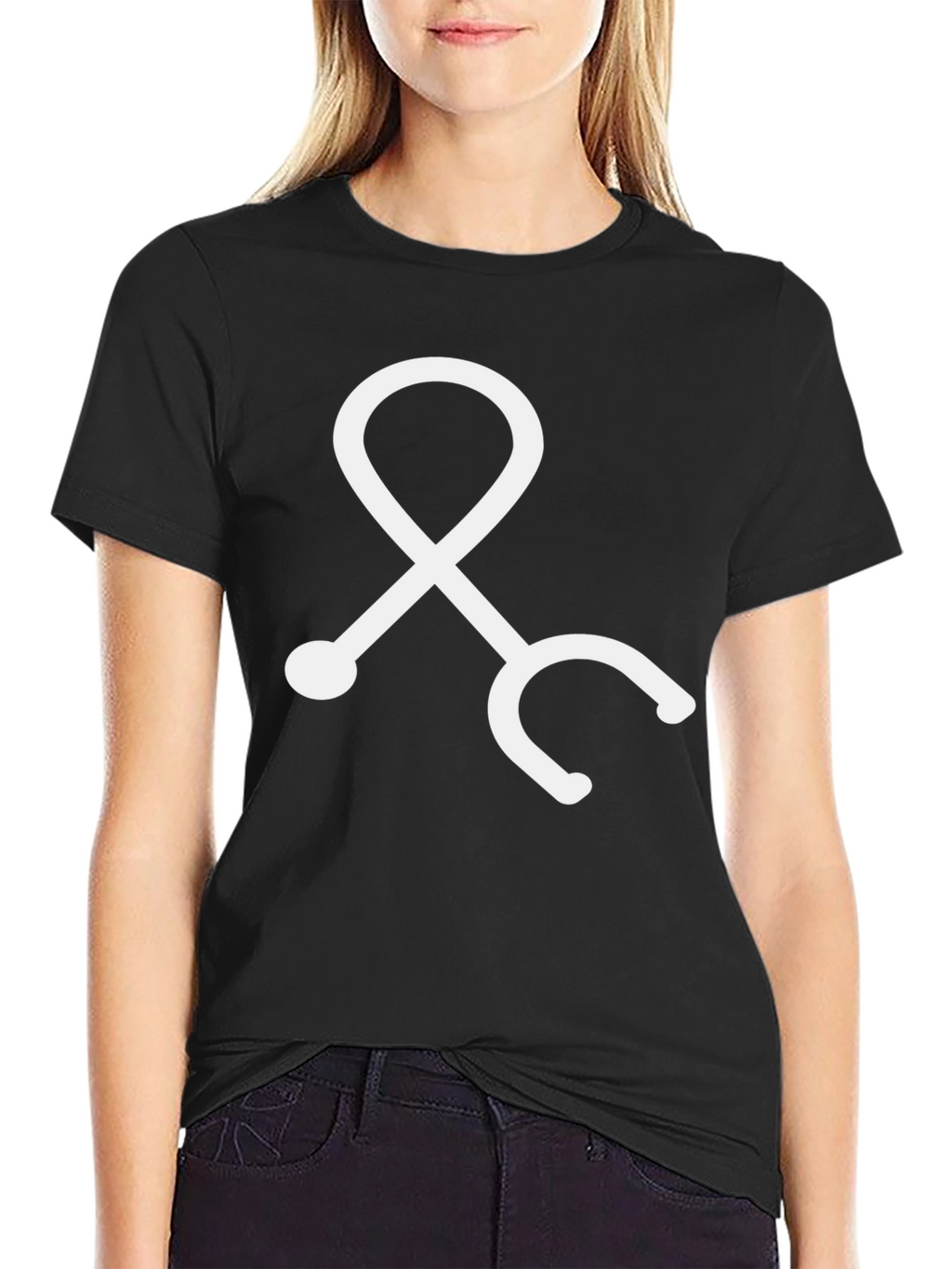 Medical Stethoscope Graphic Tee - Black Cotton Blend