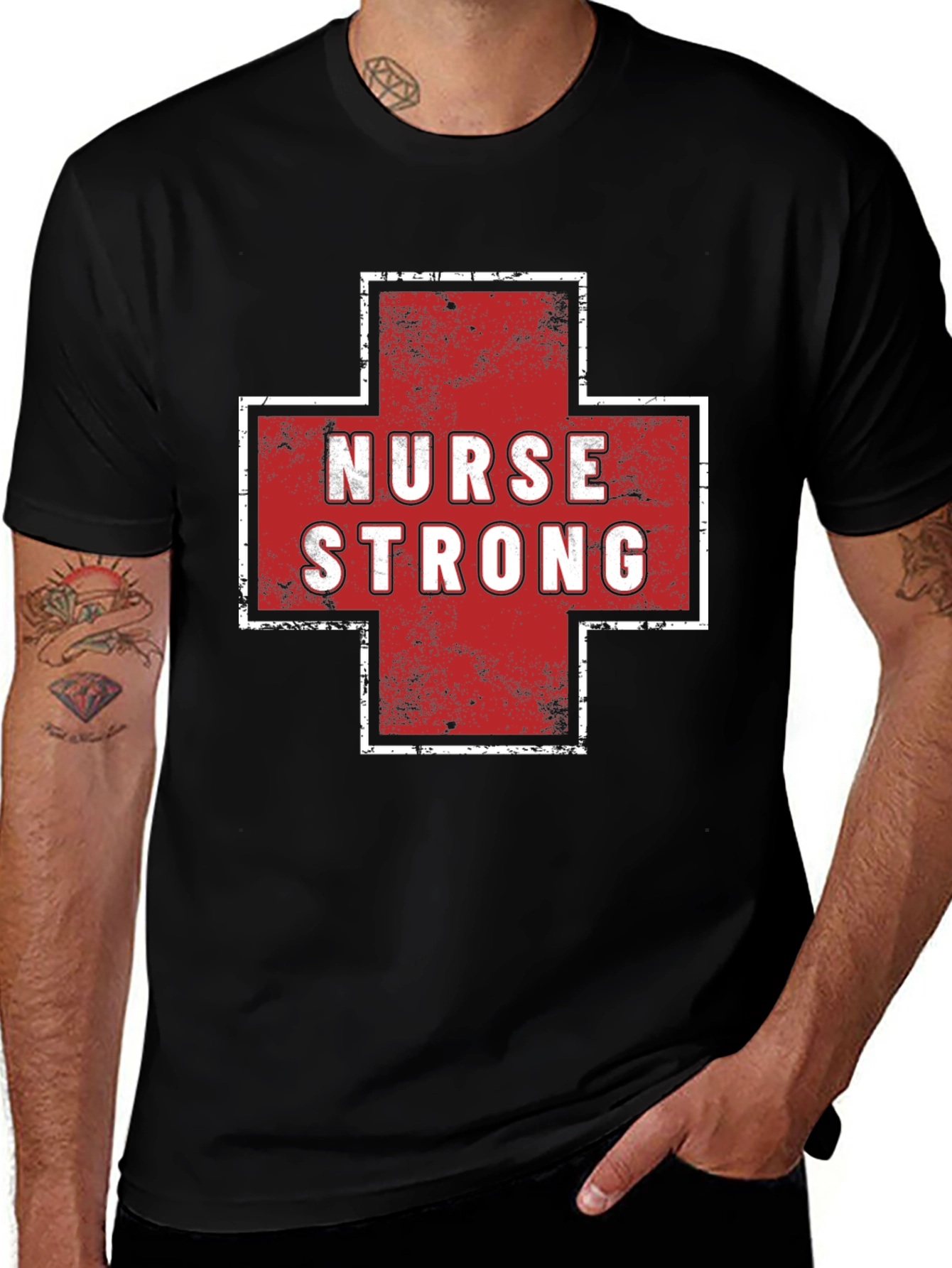 Nurse Strong Graphic Tee - Black Cotton T-Shirt