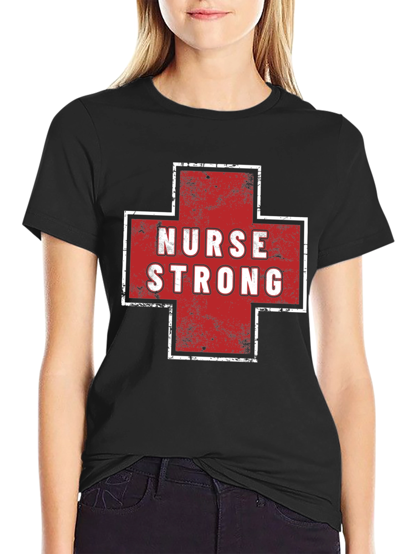 Nurse Strong Graphic Tee - Black Cotton T-Shirt