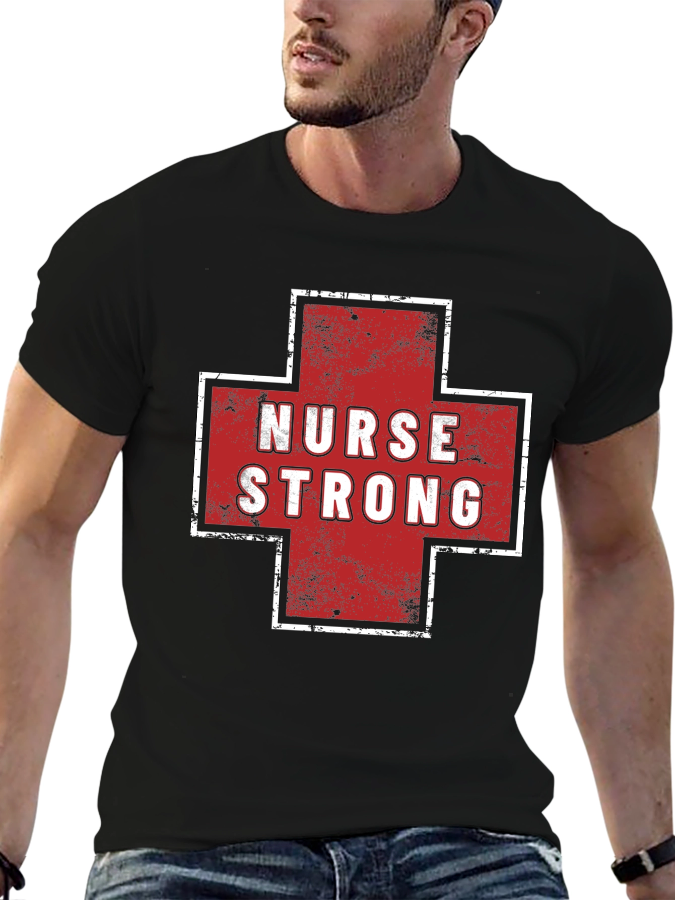 Nurse Strong Graphic Tee - Black Cotton T-Shirt
