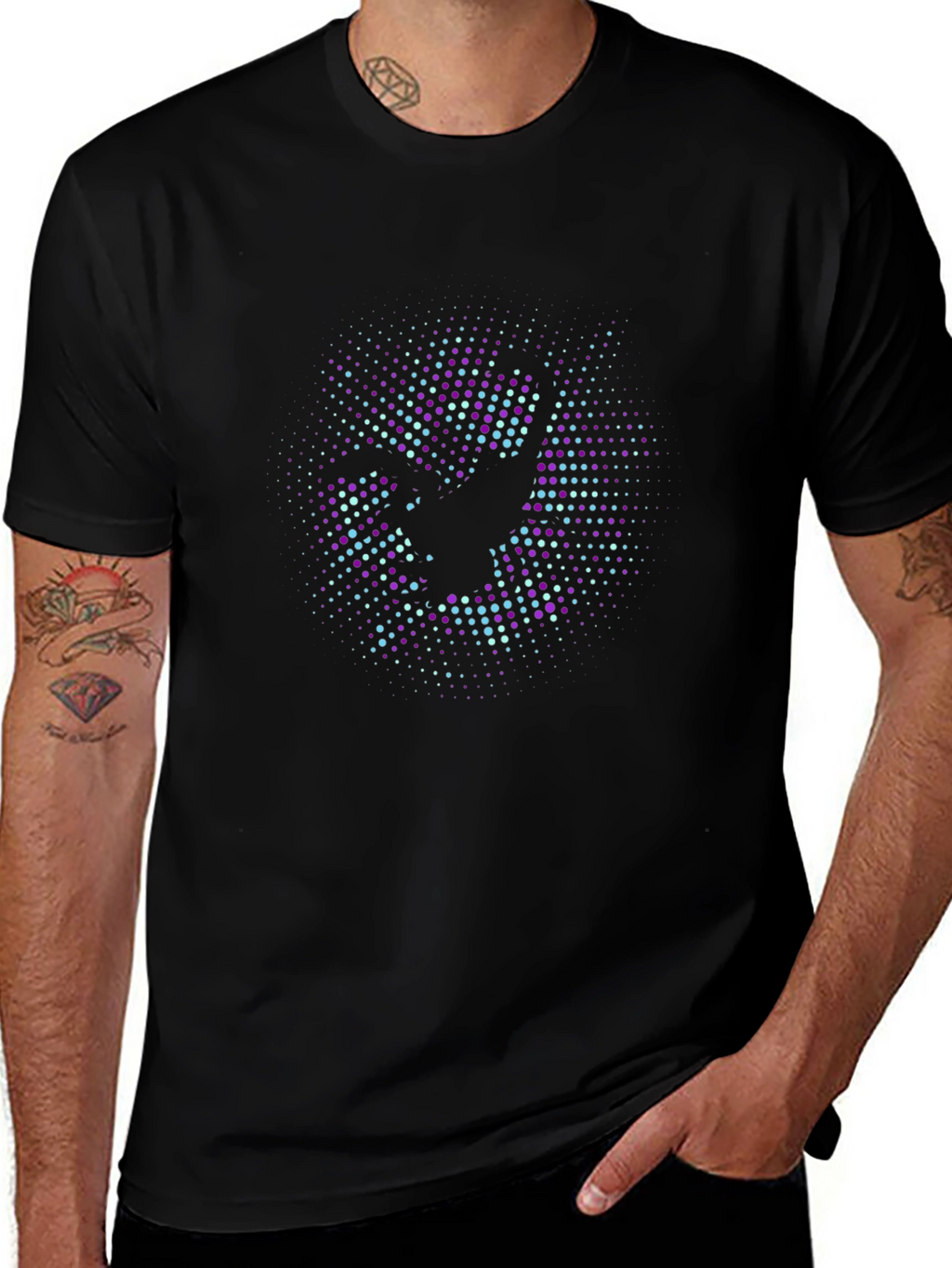 Abstract Graphic Print Black Crew Neck T-Shirt