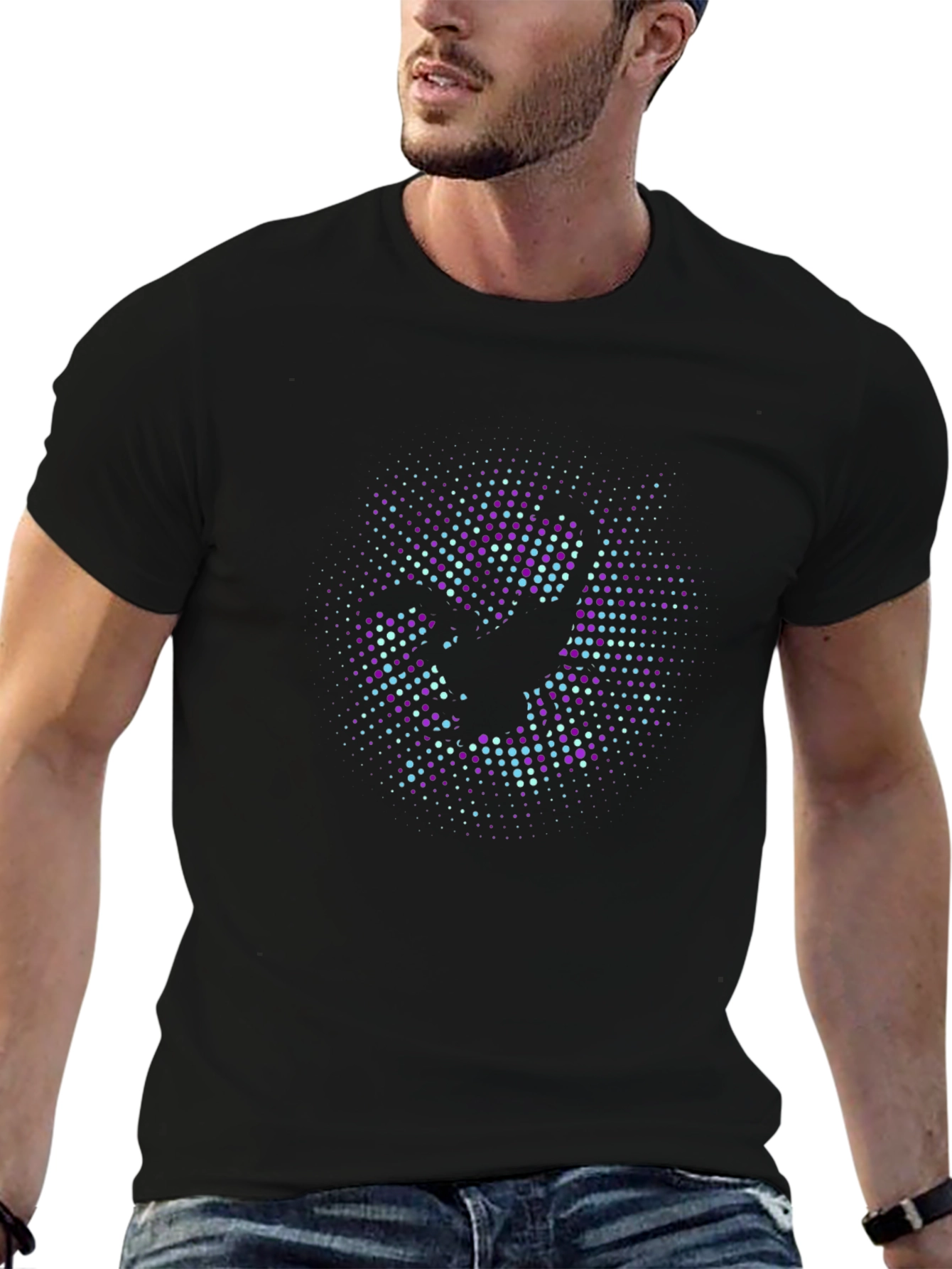 Abstract Graphic Print Black Crew Neck T-Shirt