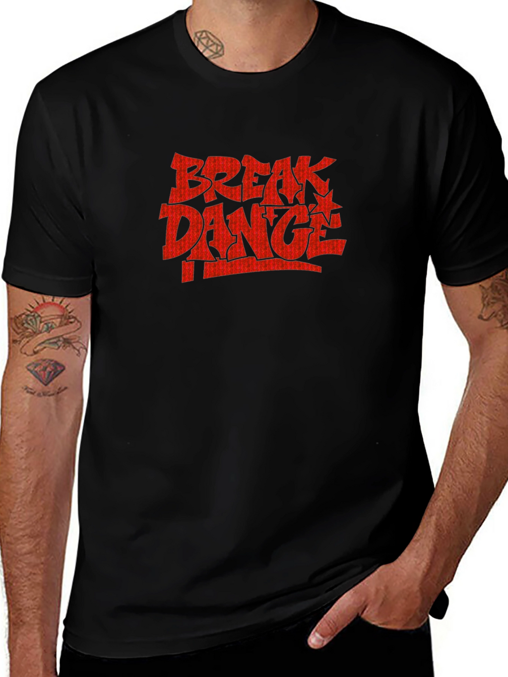 Break Dance T-Shirt - Black Crew Neck Tee