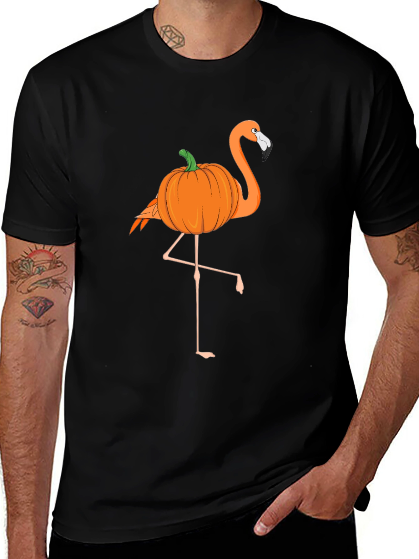 Halloween Pumpkin Flamingo T-Shirt