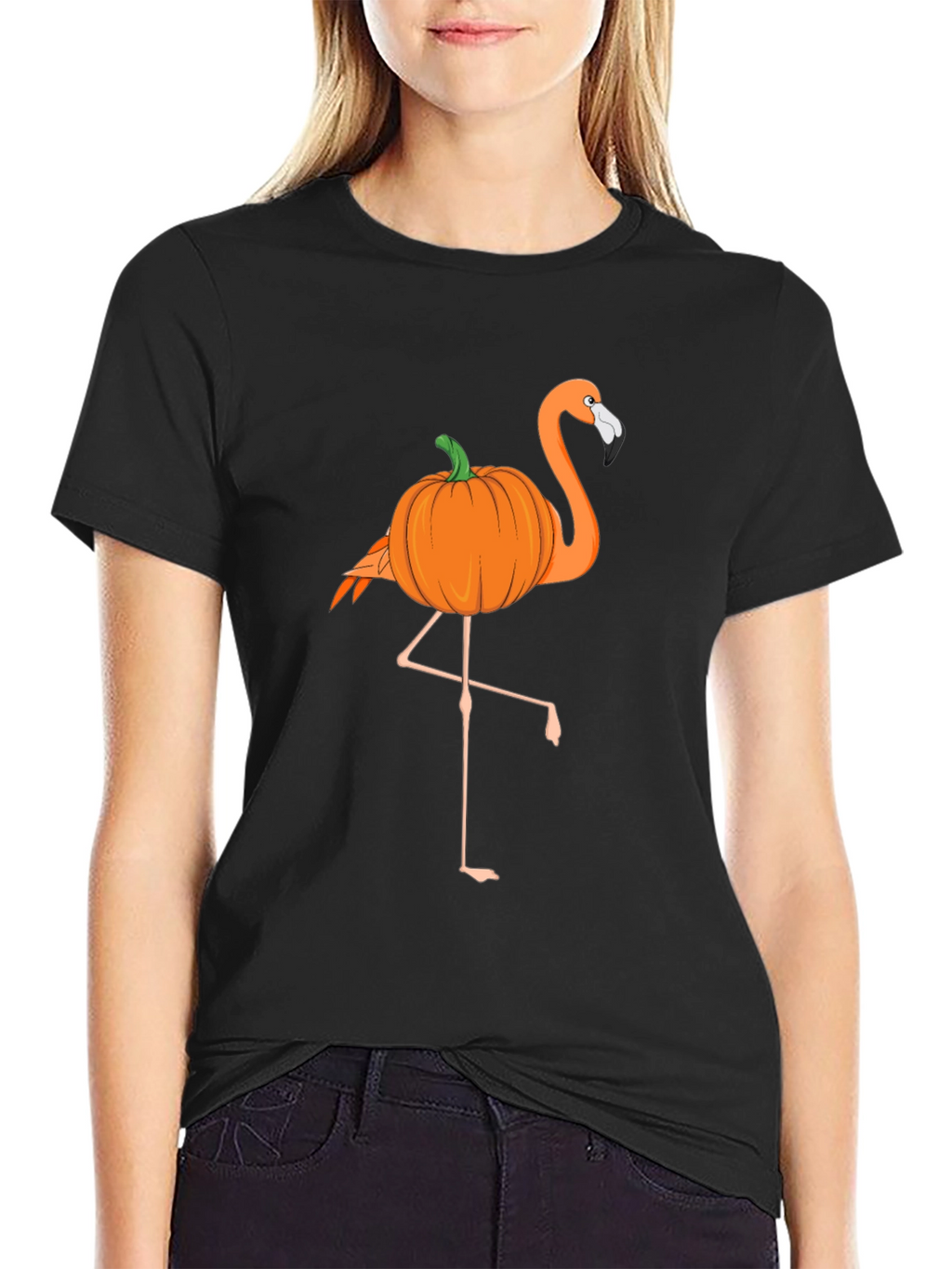 Halloween Pumpkin Flamingo T-Shirt