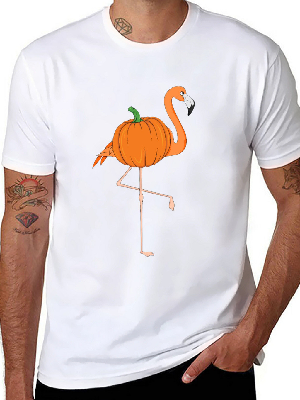 Halloween Pumpkin Flamingo T-Shirt