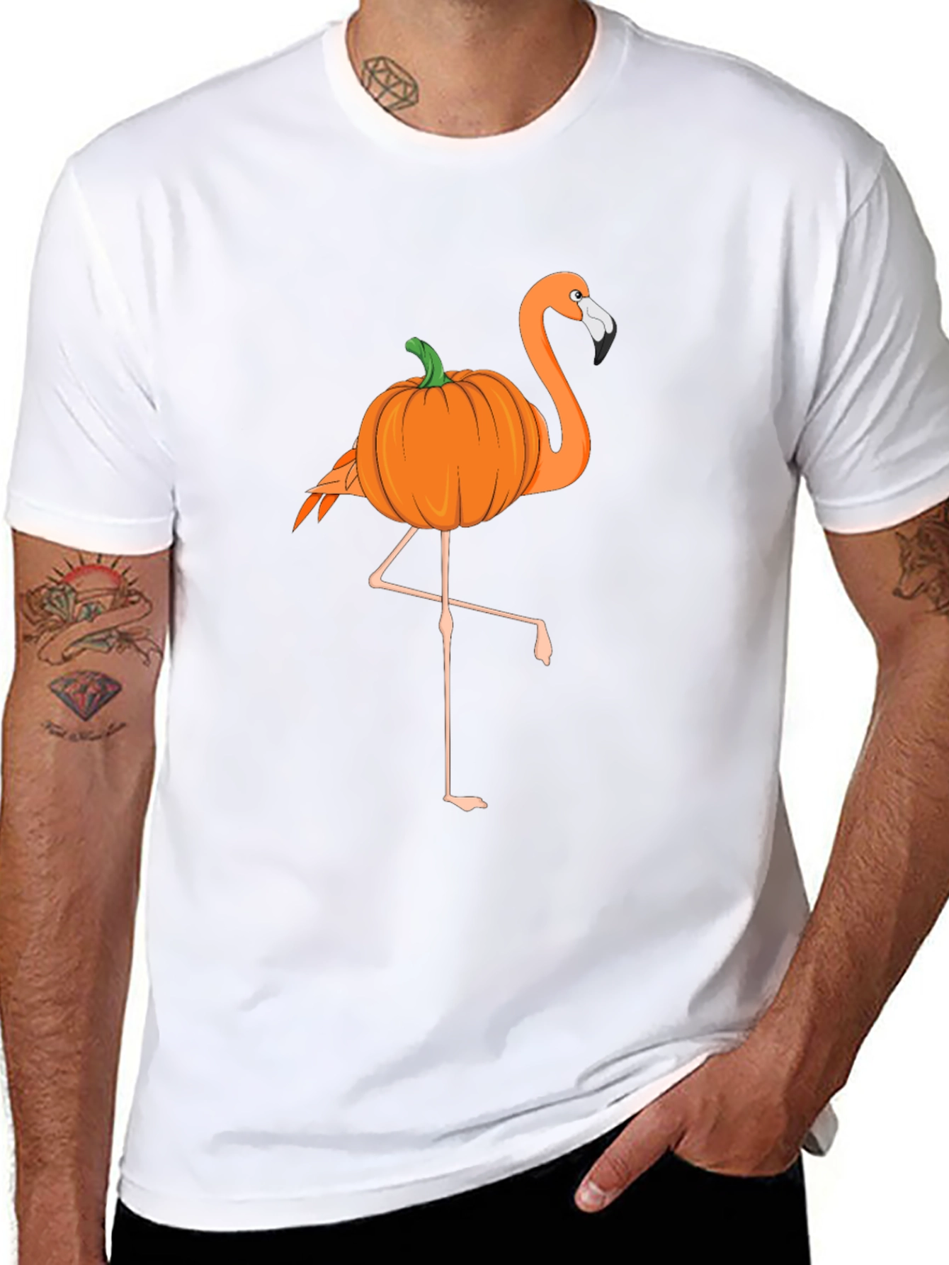 Halloween Pumpkin Flamingo T-Shirt