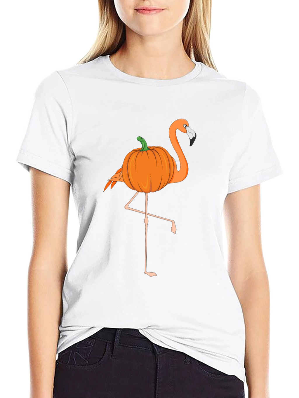 Halloween Pumpkin Flamingo T-Shirt