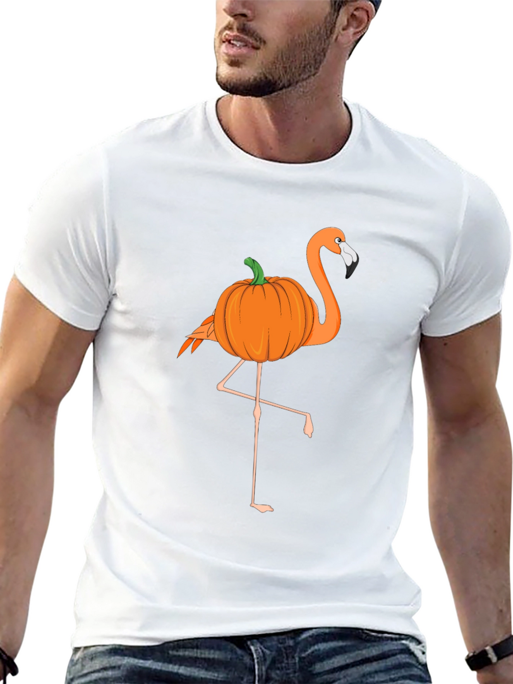 Halloween Pumpkin Flamingo T-Shirt