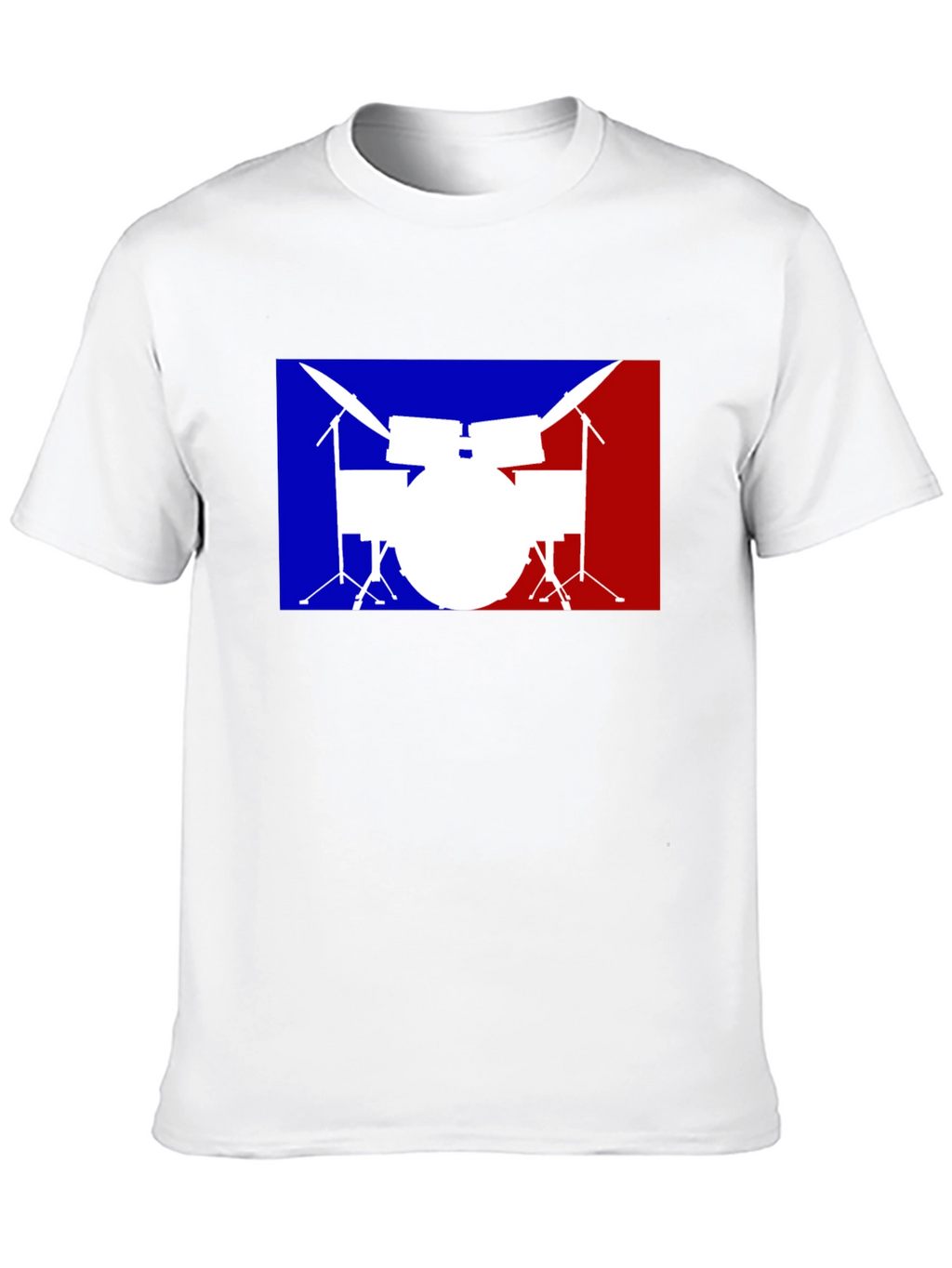 Drum Set Graphic T-Shirt: Blue and Red