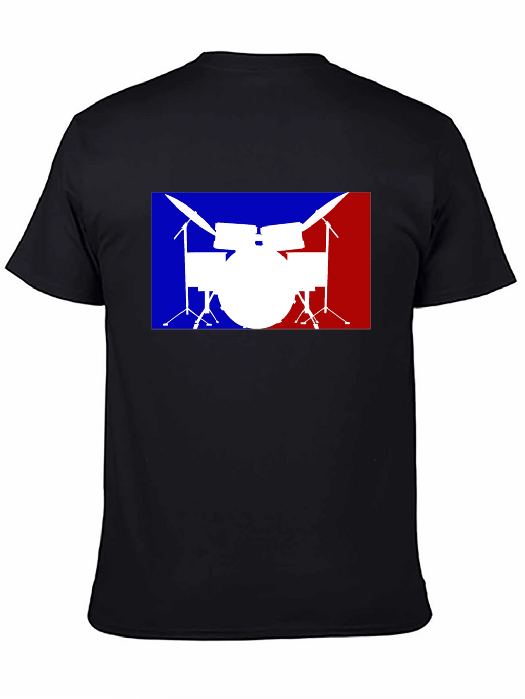 Drum Set Graphic T-Shirt: Blue and Red