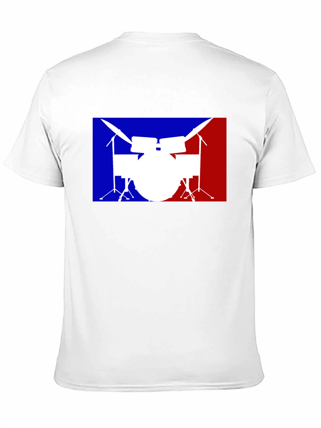 Drum Set Graphic T-Shirt: Blue and Red