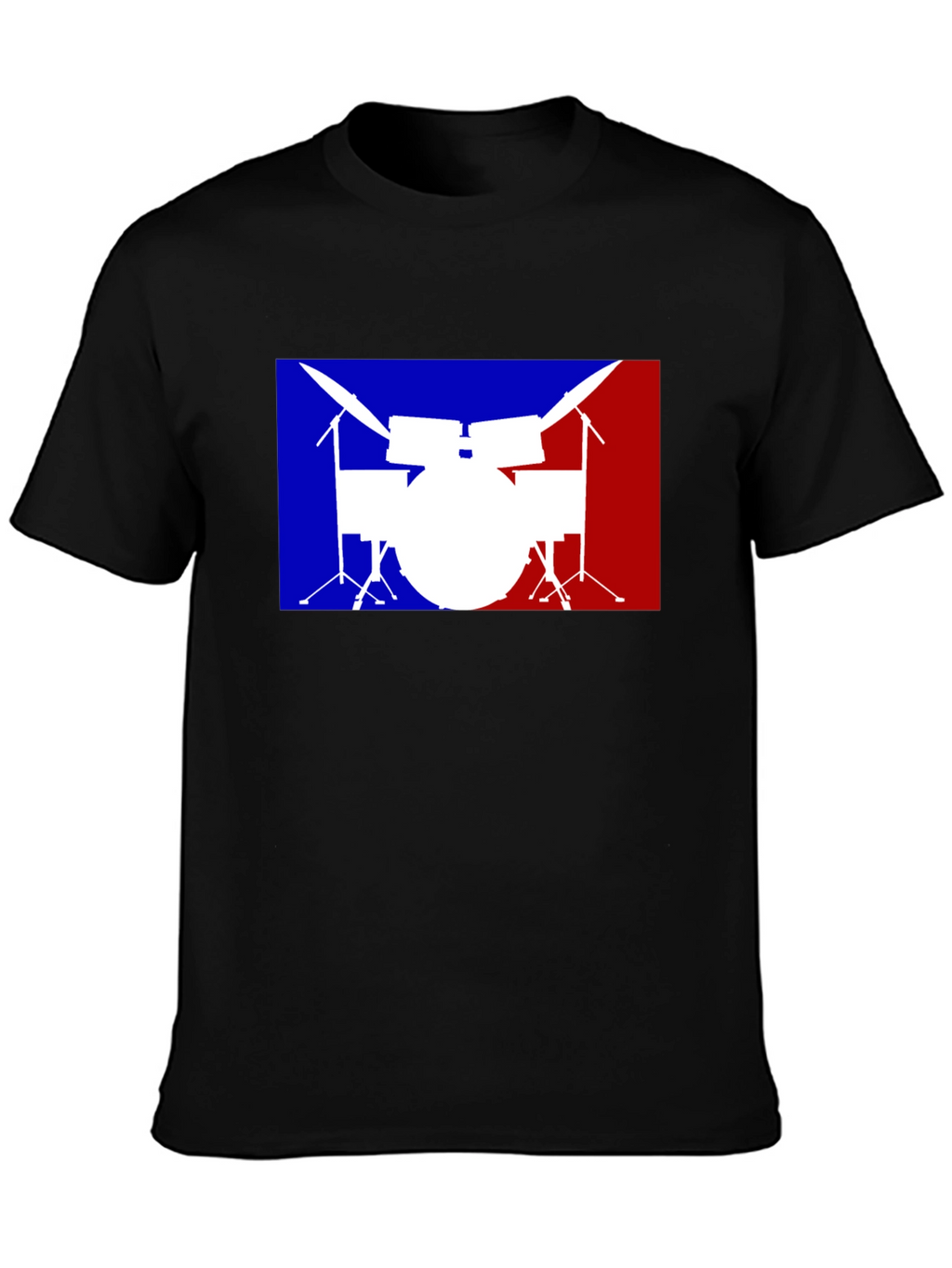 Drum Set Graphic T-Shirt: Blue and Red