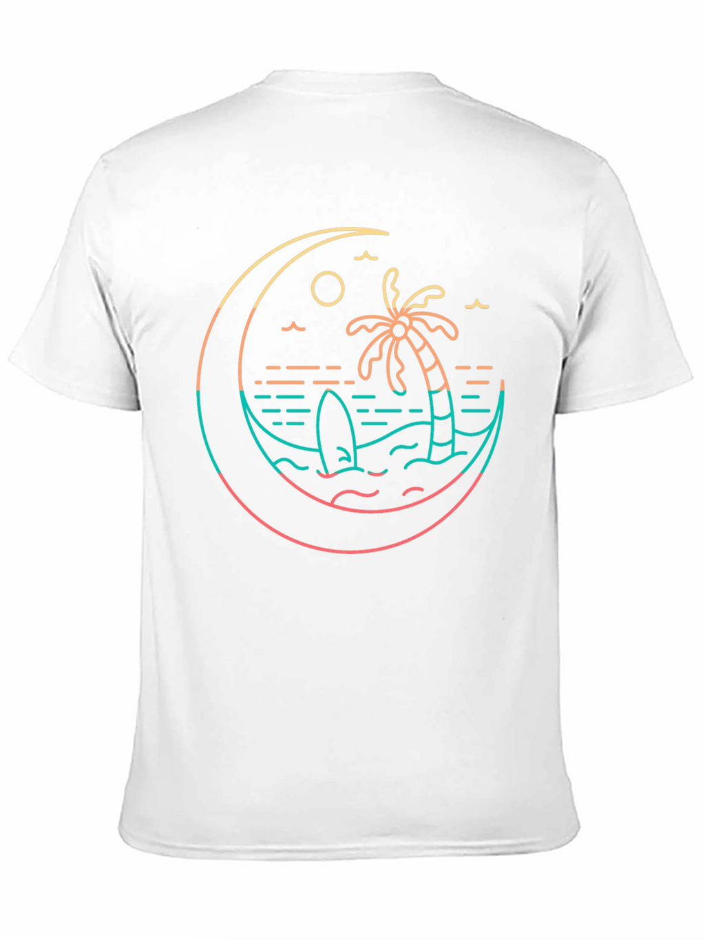 Tropical Beach T-Shirt Palm Tree Surfboard Graphic Tee