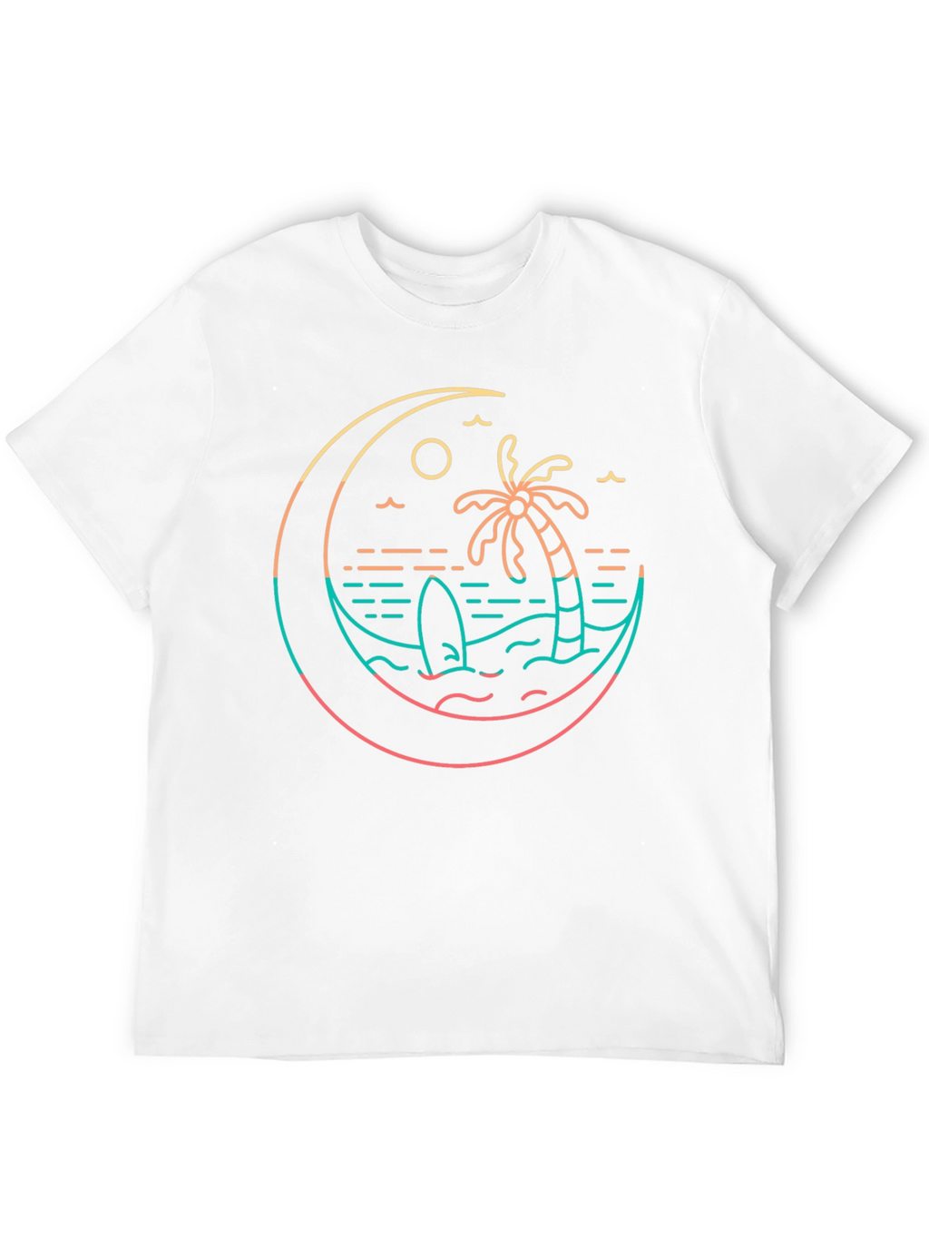 Tropical Beach T-Shirt Palm Tree Surfboard Graphic Tee