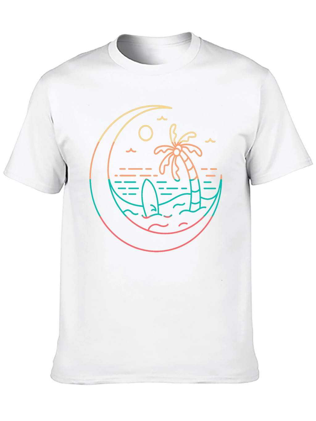 Tropical Beach T-Shirt Palm Tree Surfboard Graphic Tee