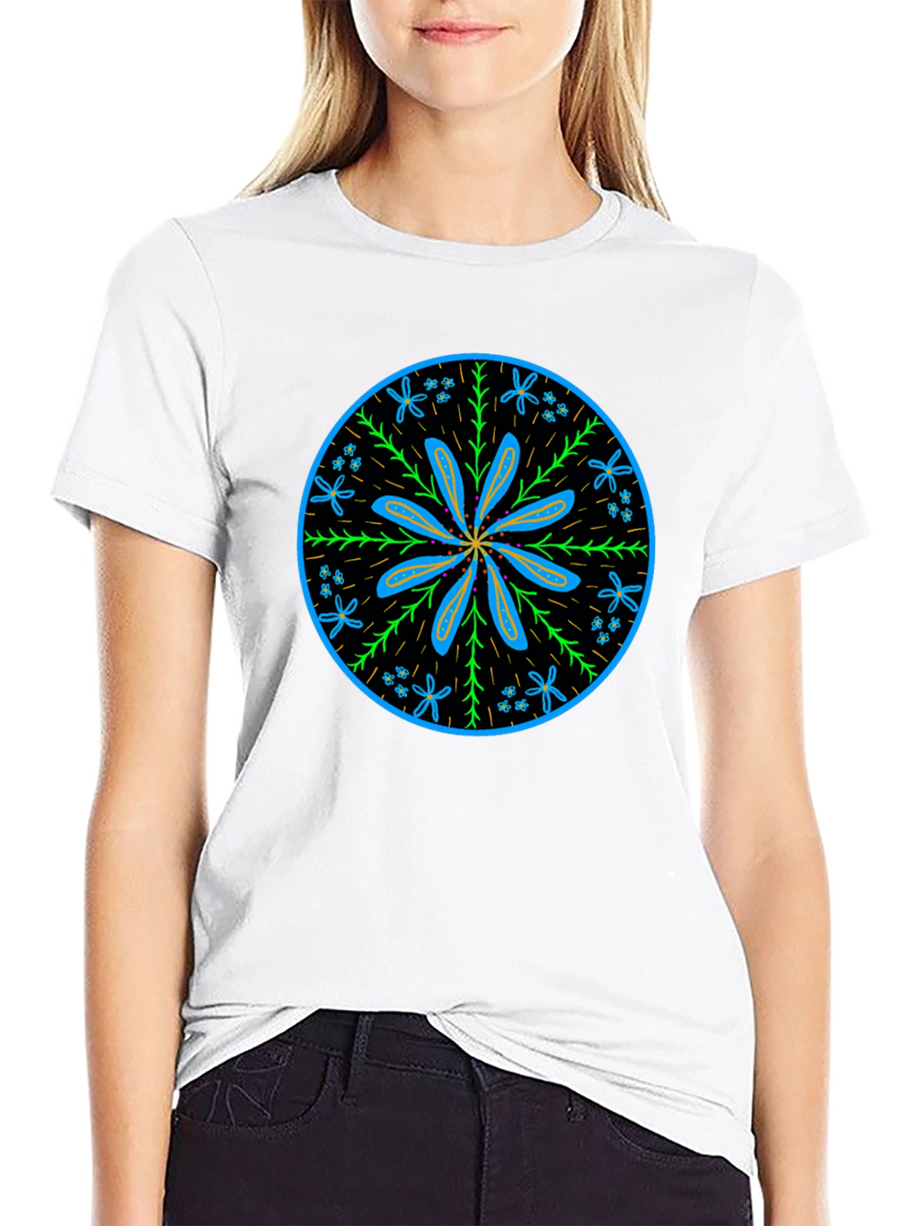 Floral Mandala Graphic Tee - Black