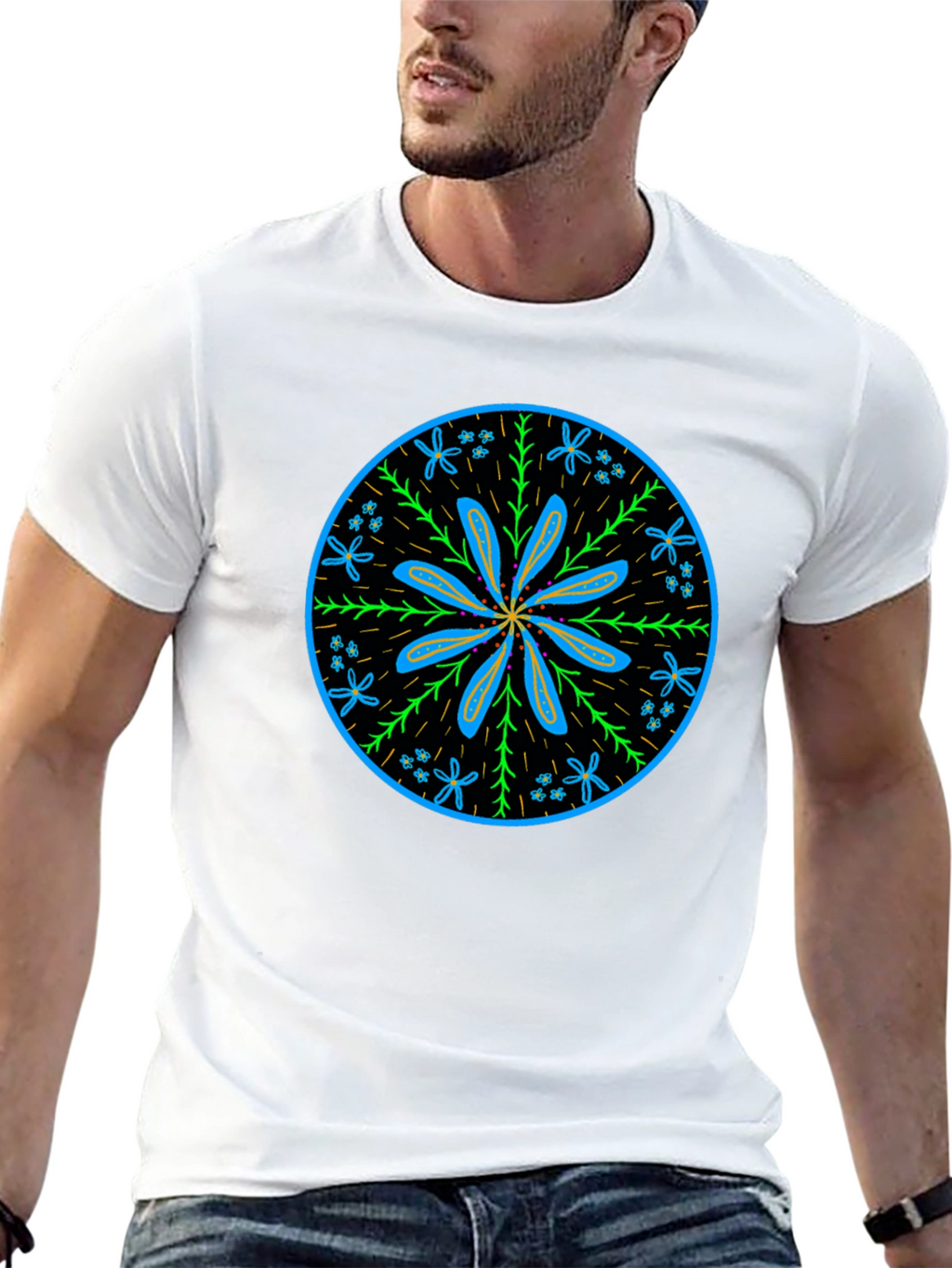 Floral Mandala Graphic Tee - Black