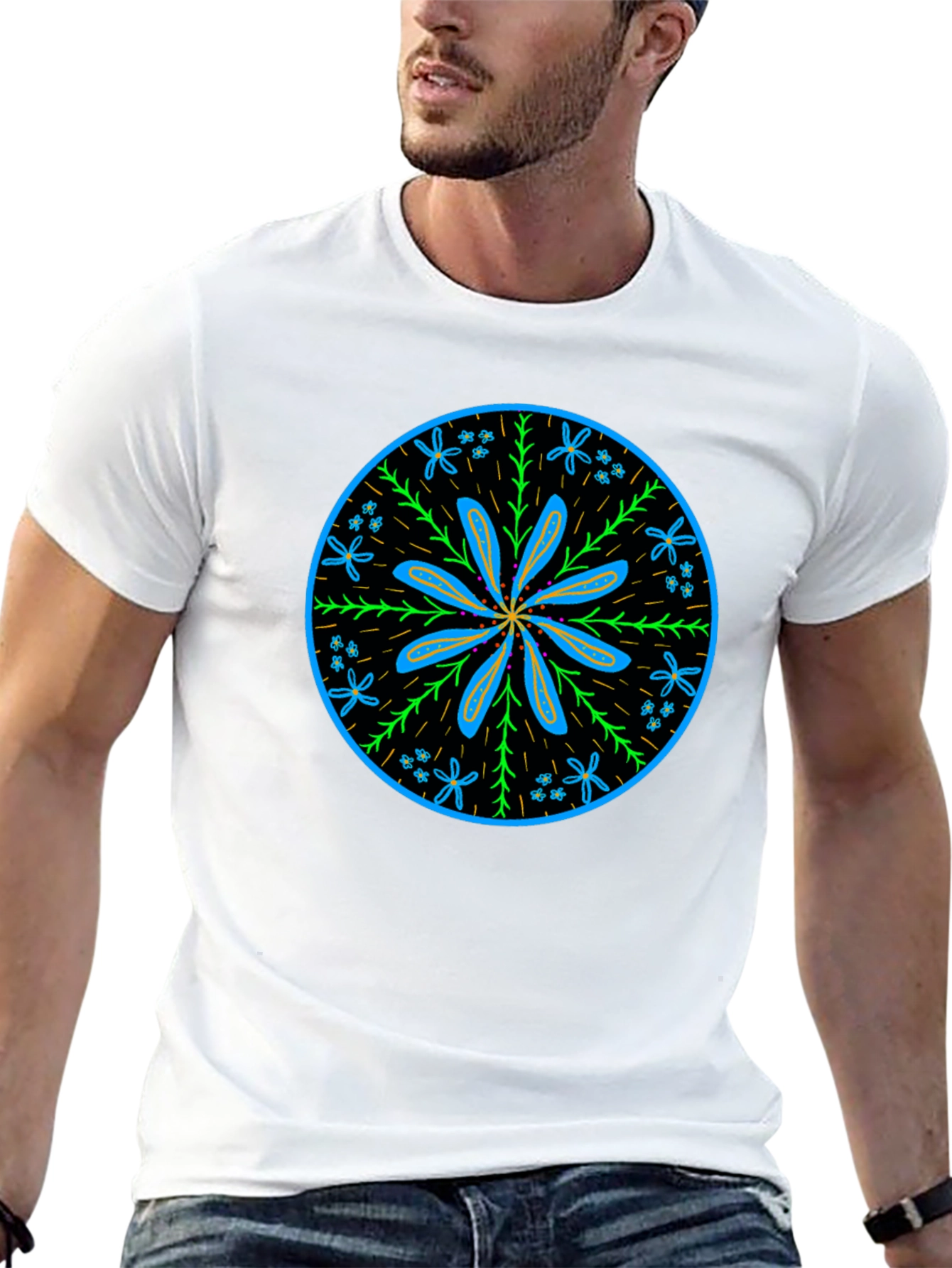 Floral Mandala Graphic Tee - Black