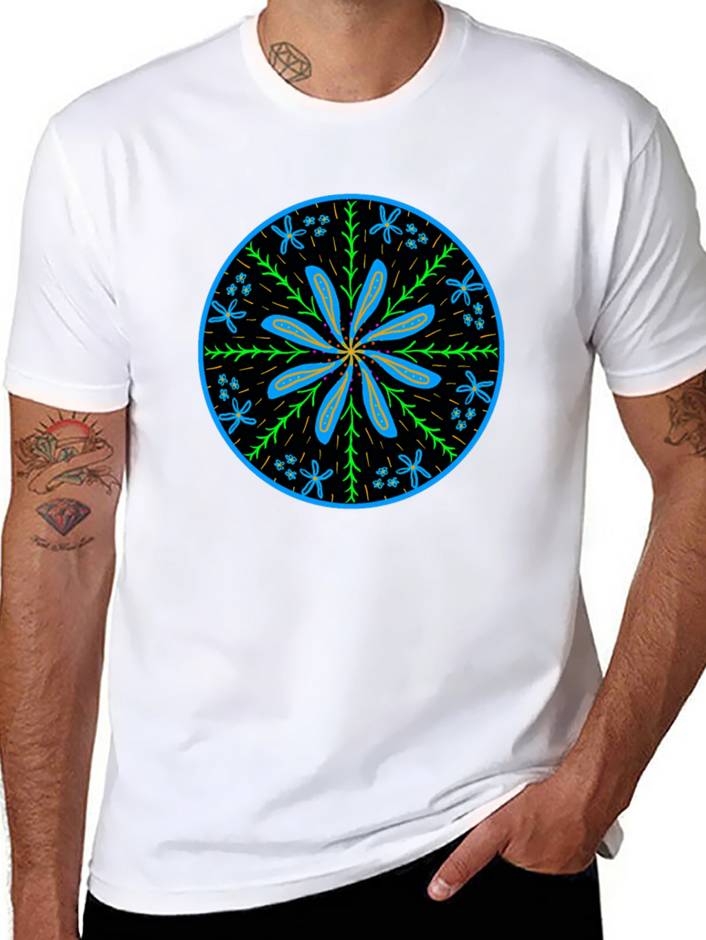 Floral Mandala Graphic Tee - Black
