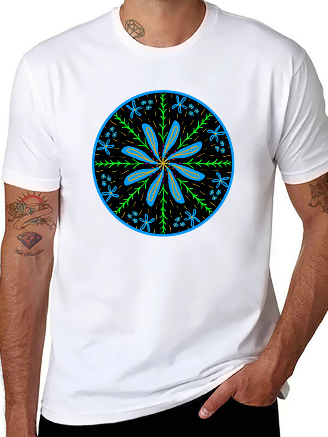 Floral Mandala Graphic Tee - Black