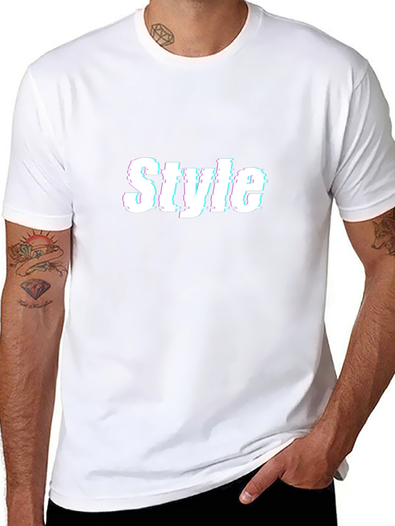 Stylish Glitch Style Black T-Shirt