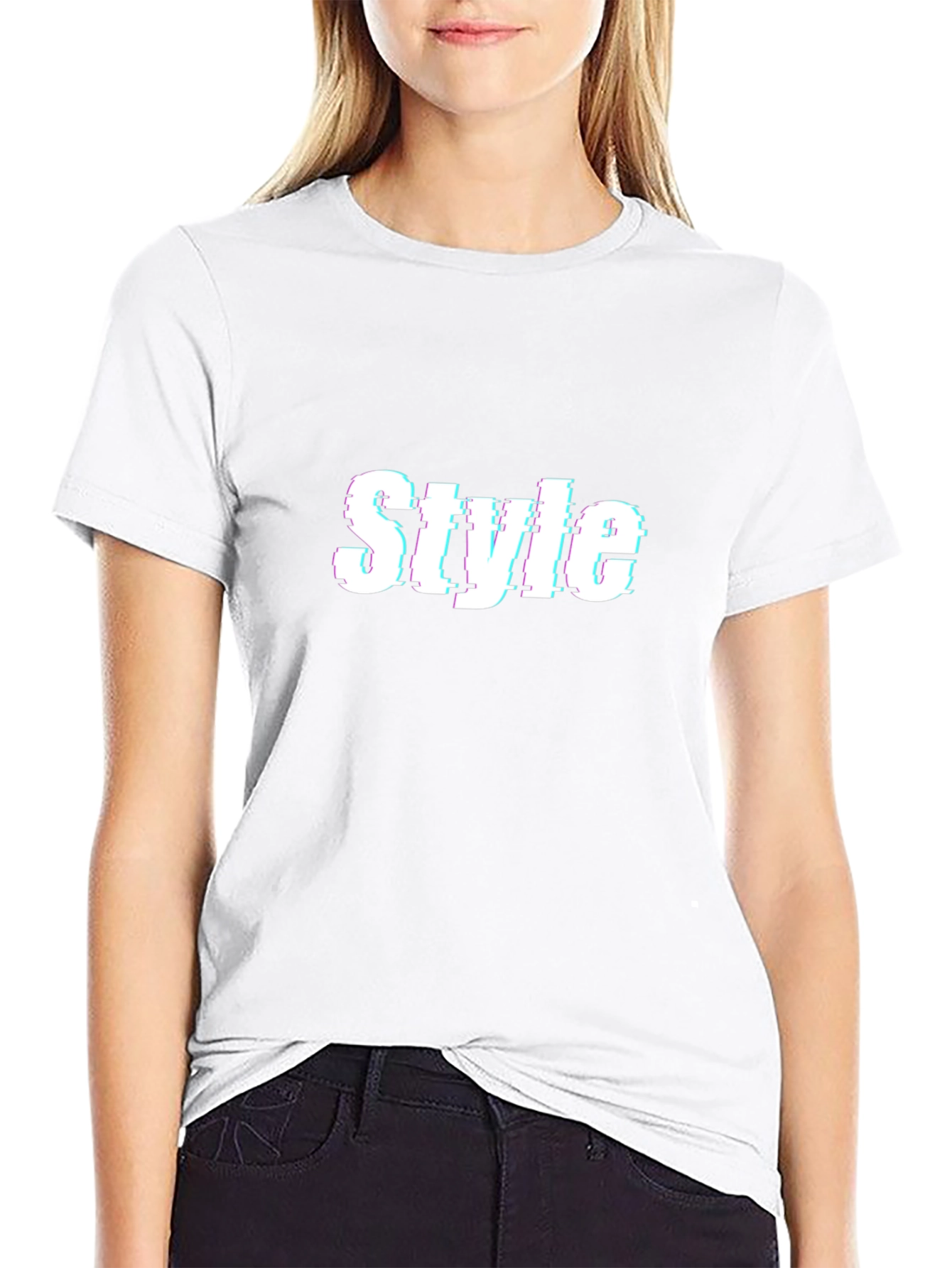Stylish Glitch Style Black T-Shirt