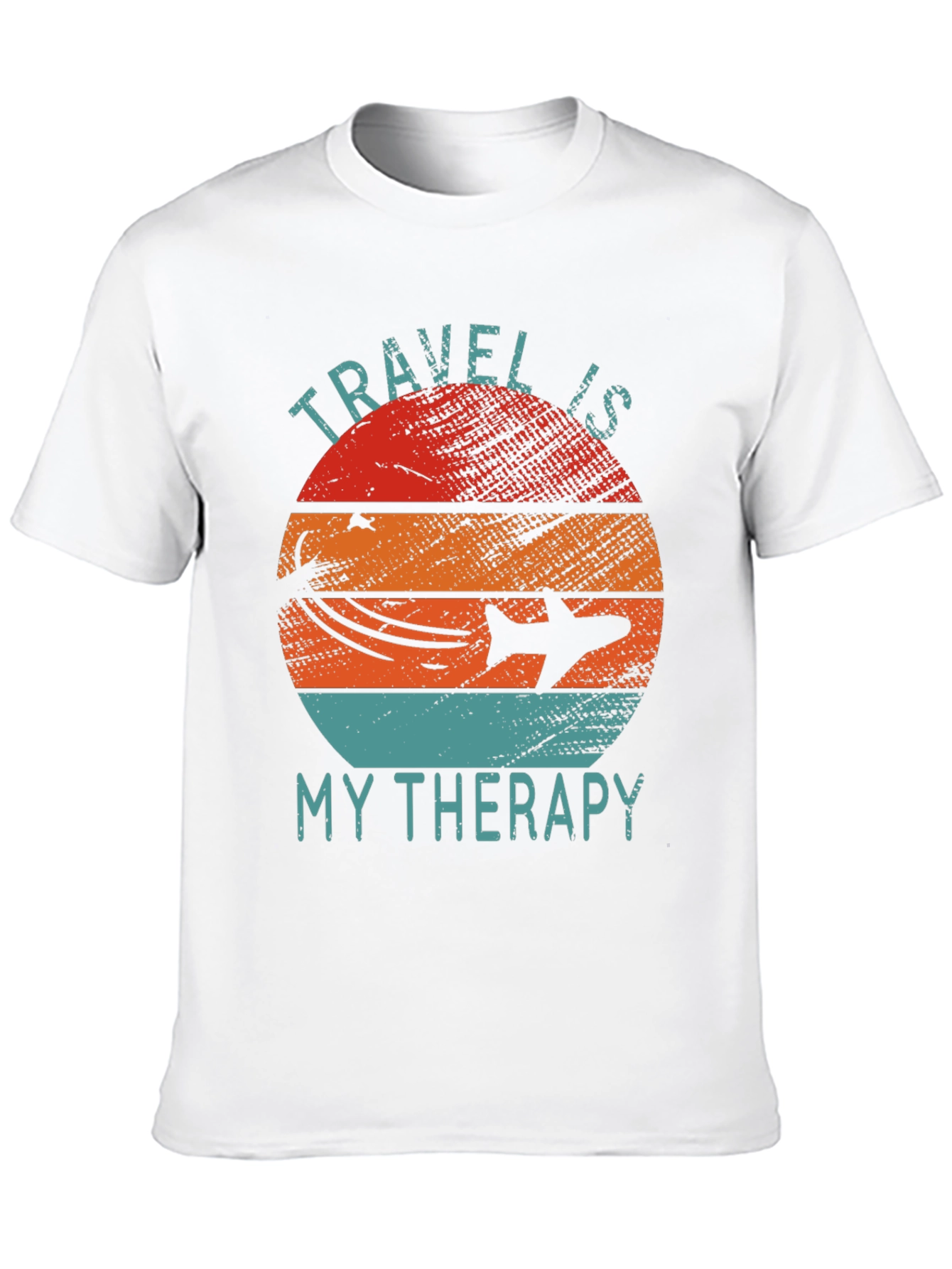 Travel Is My Therapy Graphic Tee - Retro Airplane Design