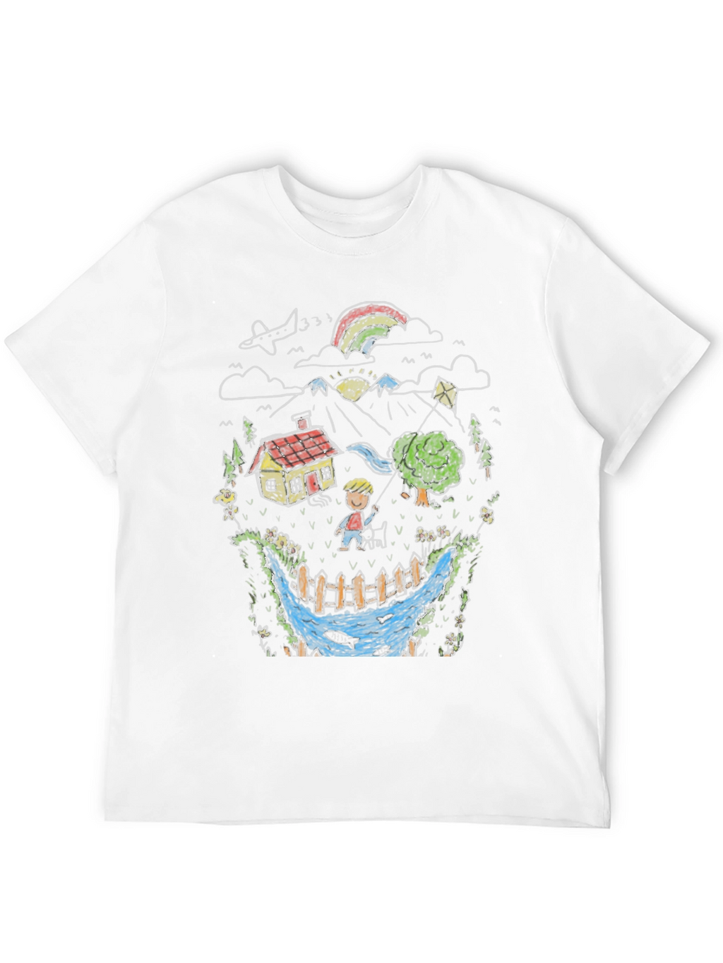 Whimsical Landscape Graphic Tee - Black Cotton Blend